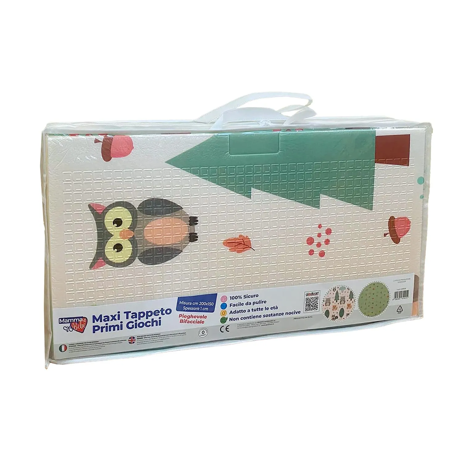 GIODICART Tappetino Gioco per Bambini Pieghevole, 200x150 cm, 10mm, Motivo Bosco con Animali, Verde - immagine 9