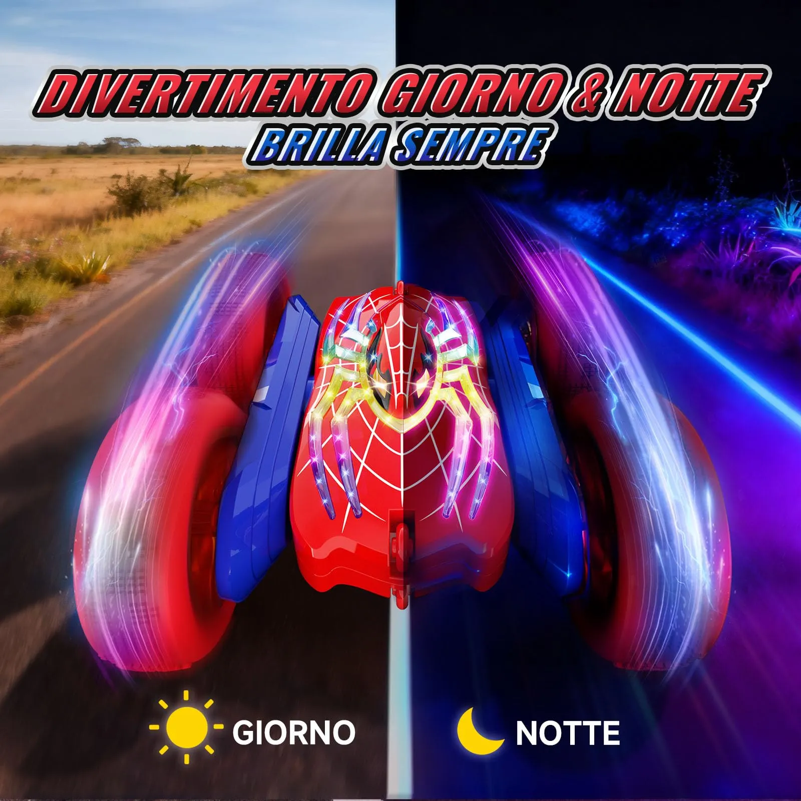 Mirthigig Macchina Telecomandata Acrobatica 2.4GHz 4WD Rotazione 360° con 5 Luci, Monster Truck Radiocomandata per Bambini 3-12 Anni, KV-035 - immagine 3