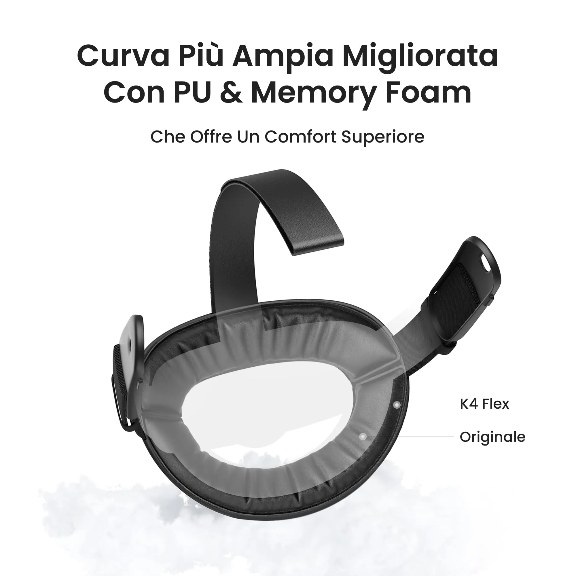 KIWI design K4 Flex Fascia Comfort Lite for Quest 3/3S, PU without battery, Black - immagine 3
