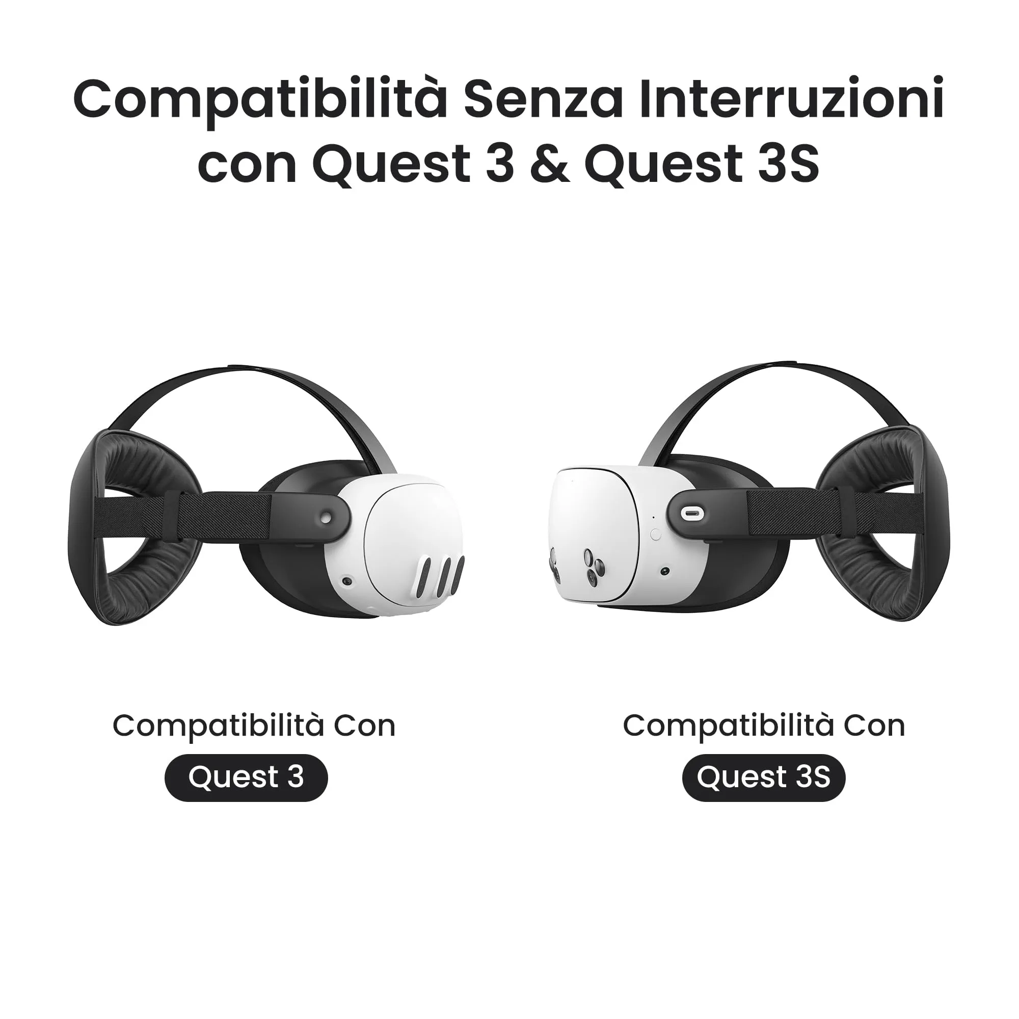 KIWI design K4 Flex Fascia Comfort Lite for Quest 3/3S, PU without battery, Black - immagine 6