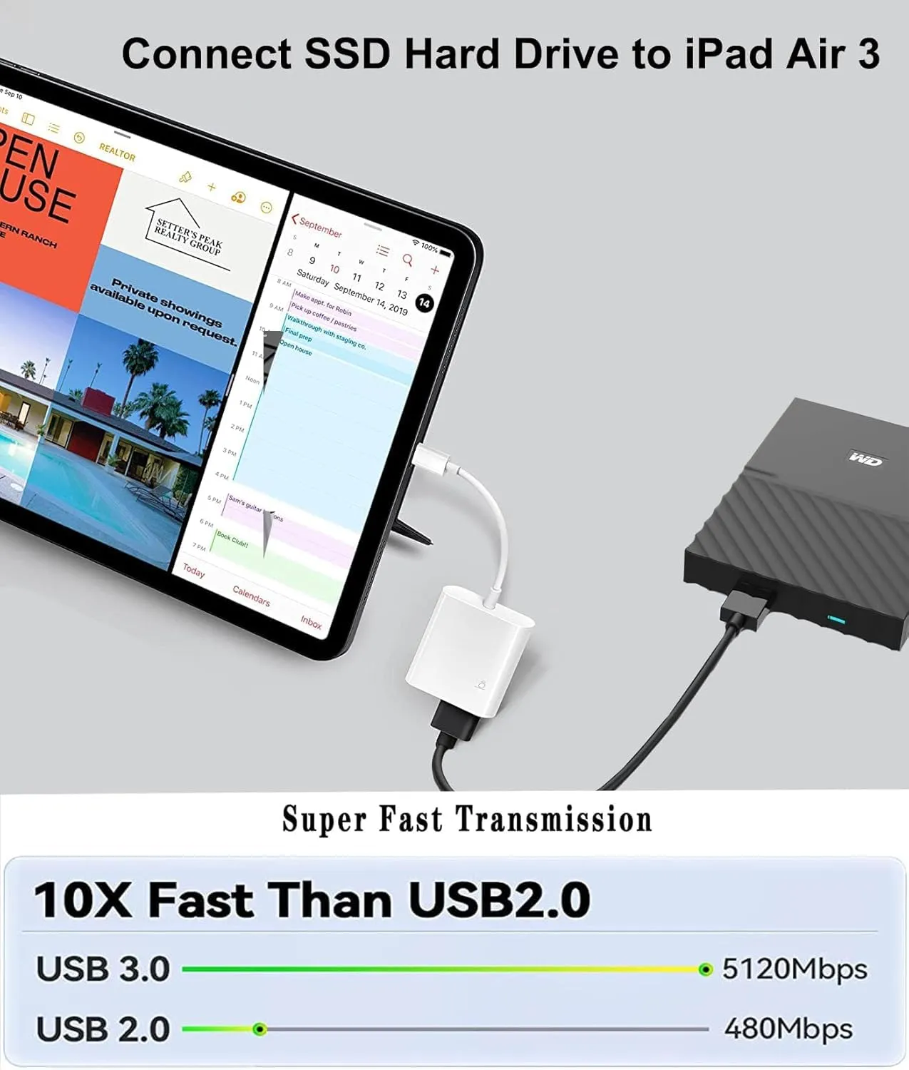 Bamkey Adattatore Lightning a USB OTG per iPhone 14/13/12/11 con Porta di Ricarica, Bianco - immagine 5