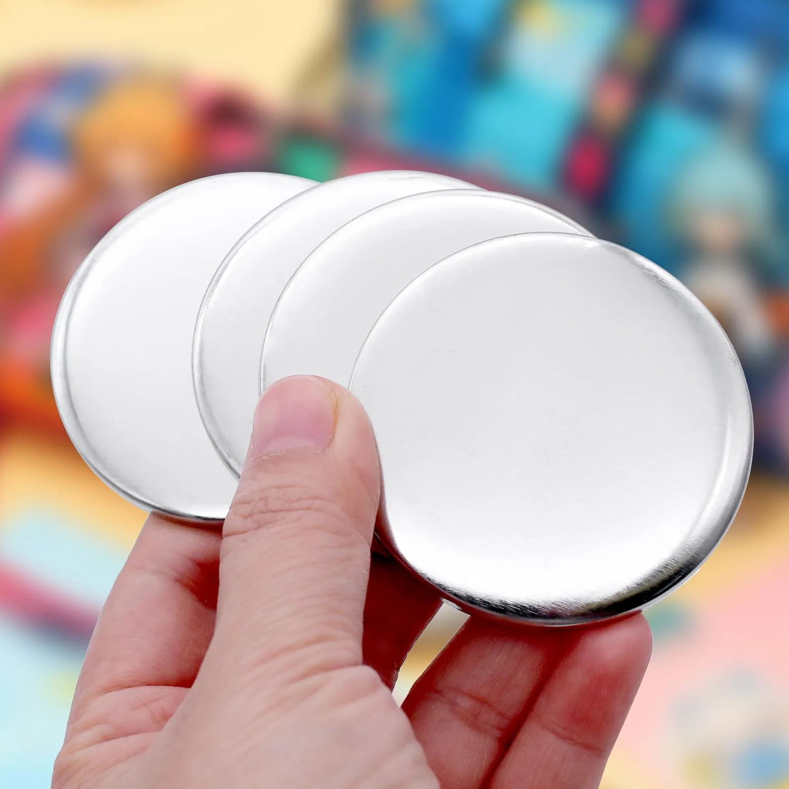 PWGHWG Set di 100 Pulsanti Grezzi in Metallo da 58mm con Spilla di Sicurezza per Macchina per Pulsanti - immagine 3