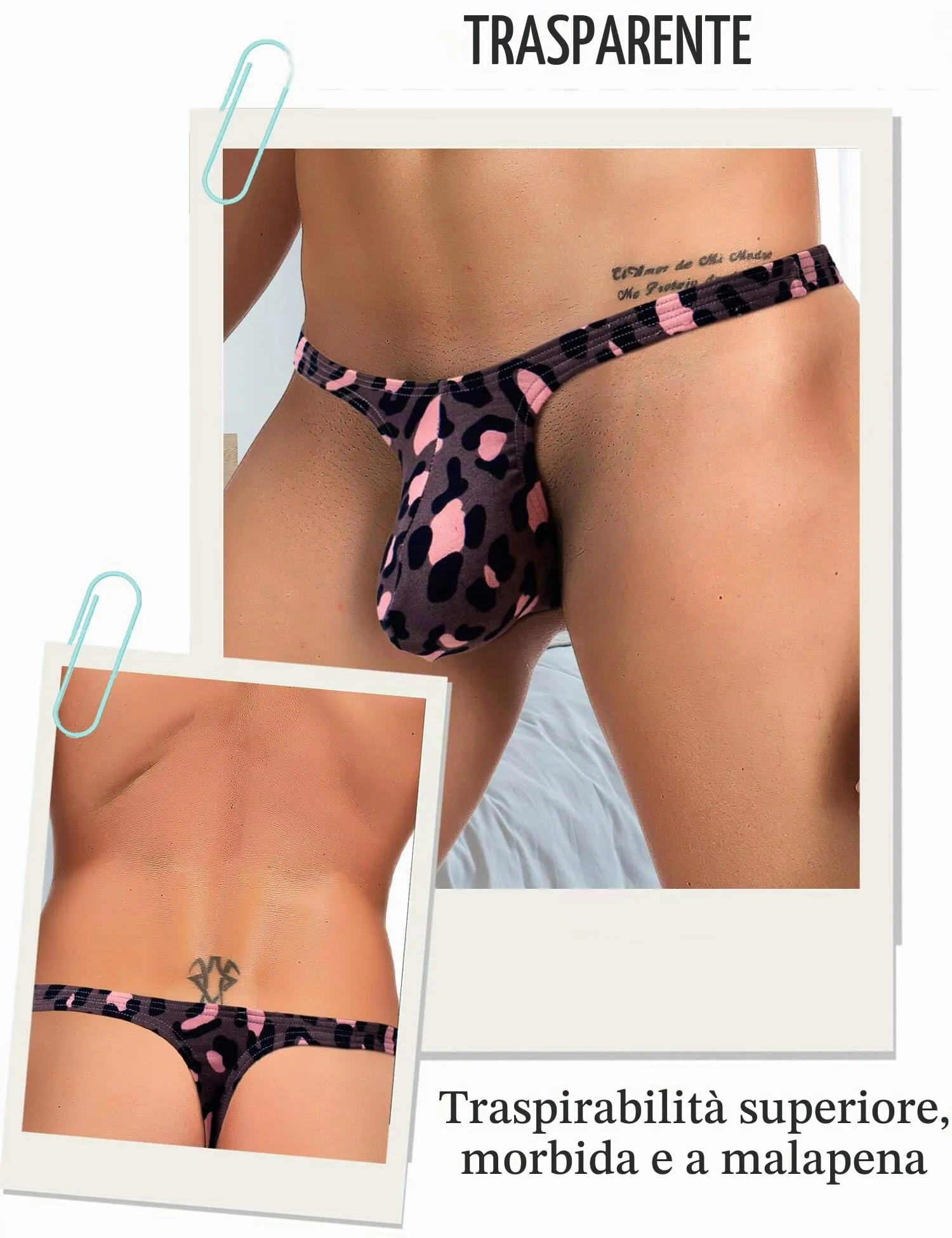 ohyeahlady Perizoma Uomo Slip Grande Taille XL, Grigio - immagine 4