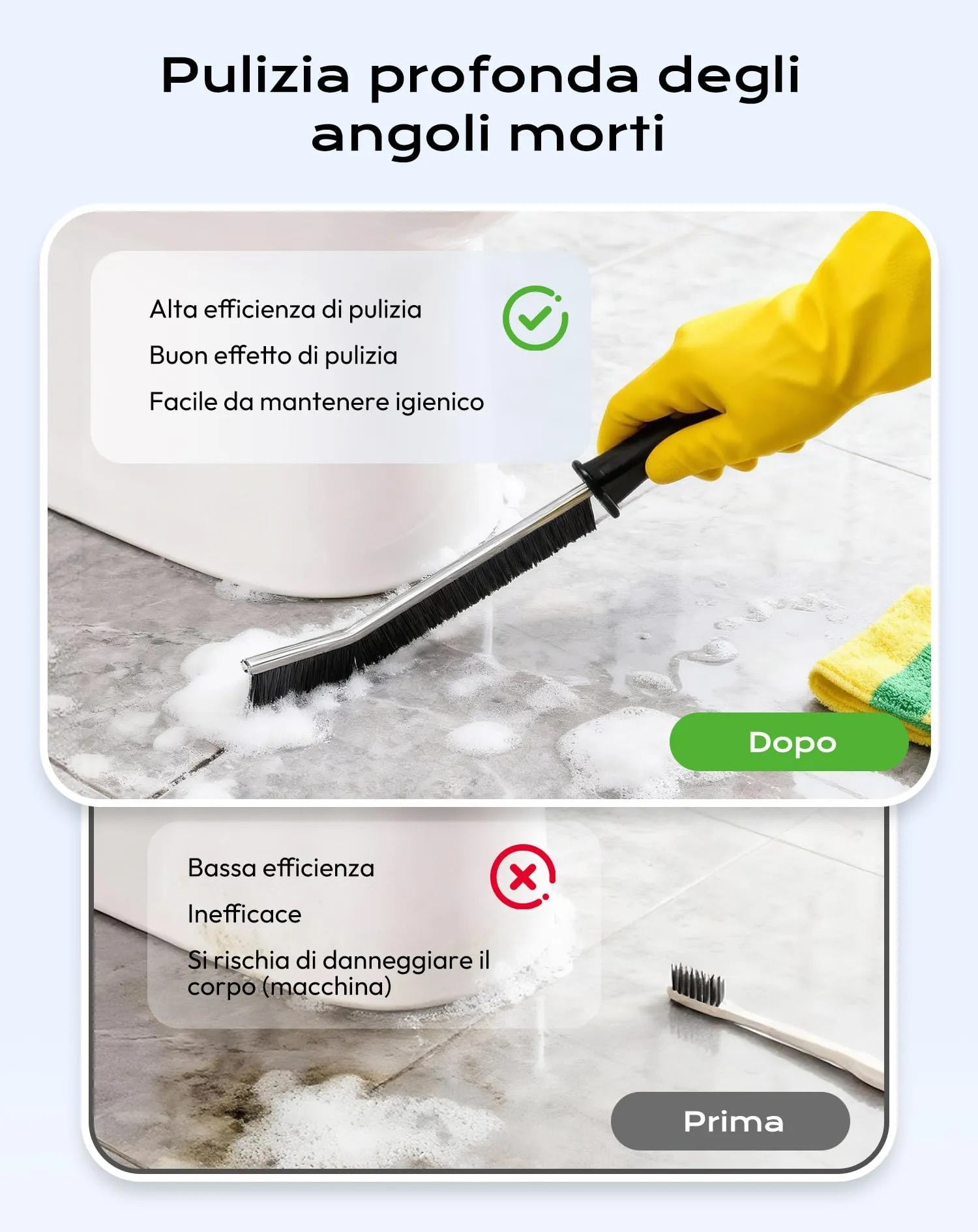daidora Set di 10 Spazzole per Pulizia Fessure, Bagno, Cucina, Doccia e Pavimenti, Nero - immagine 3