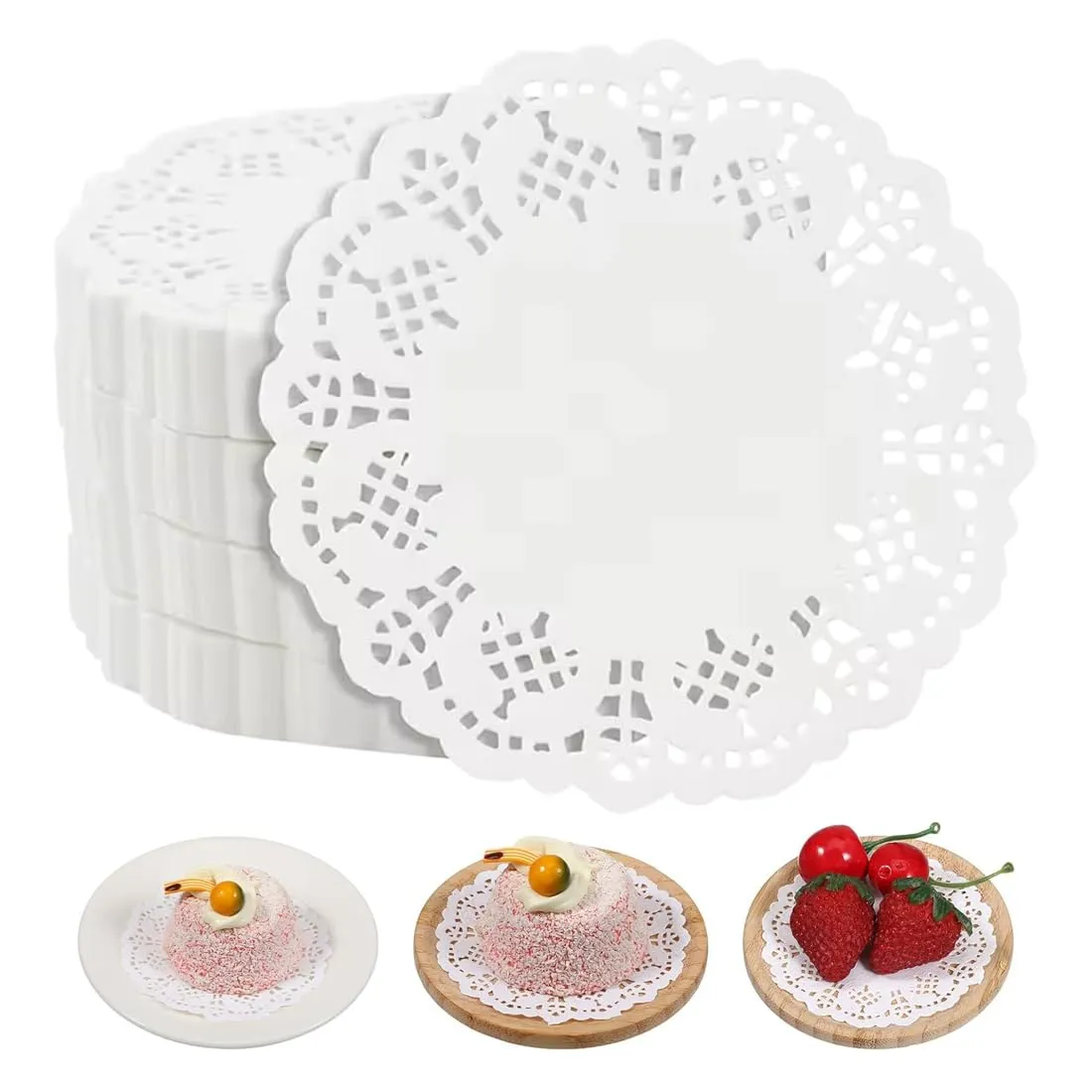GNALIA Centrini in Pizzo Bianco, Rotondi 9cm, 150 Pezzi - immagine 1