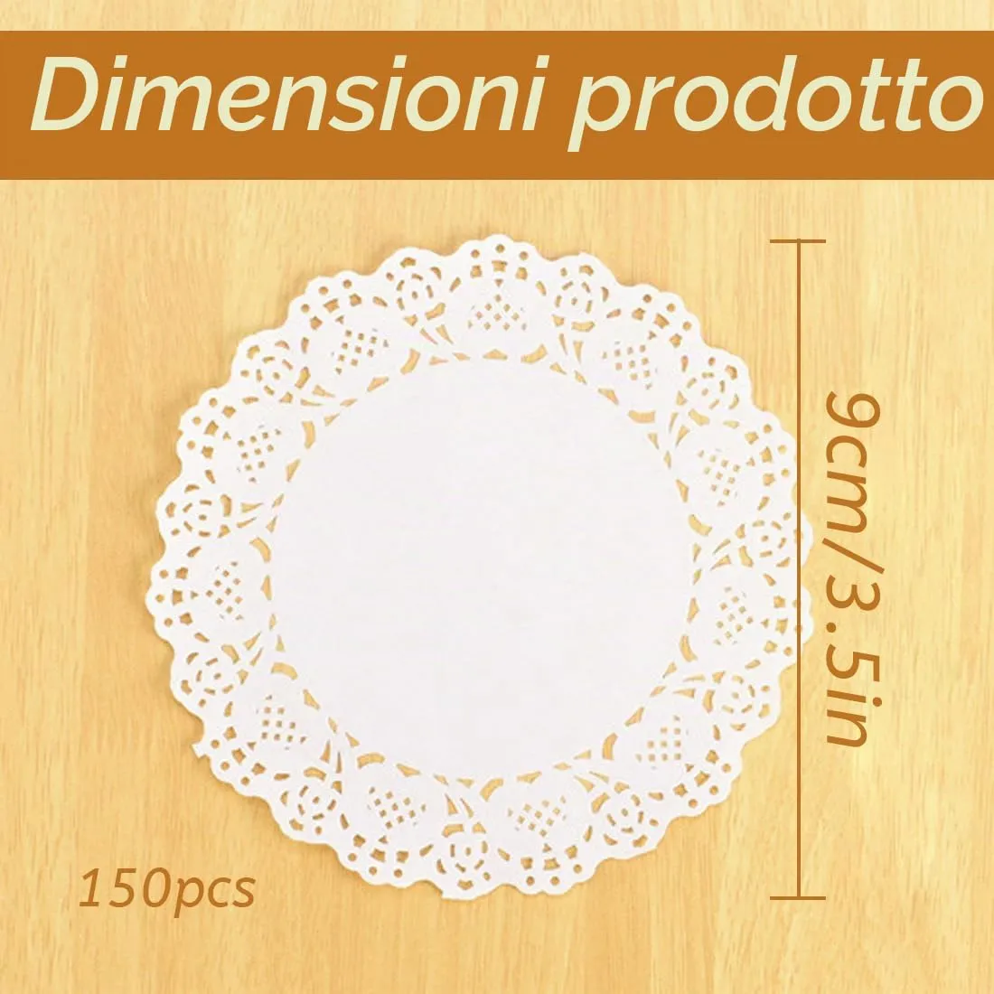 GNALIA Centrini in Pizzo Bianco, Rotondi 9cm, 150 Pezzi - immagine 2