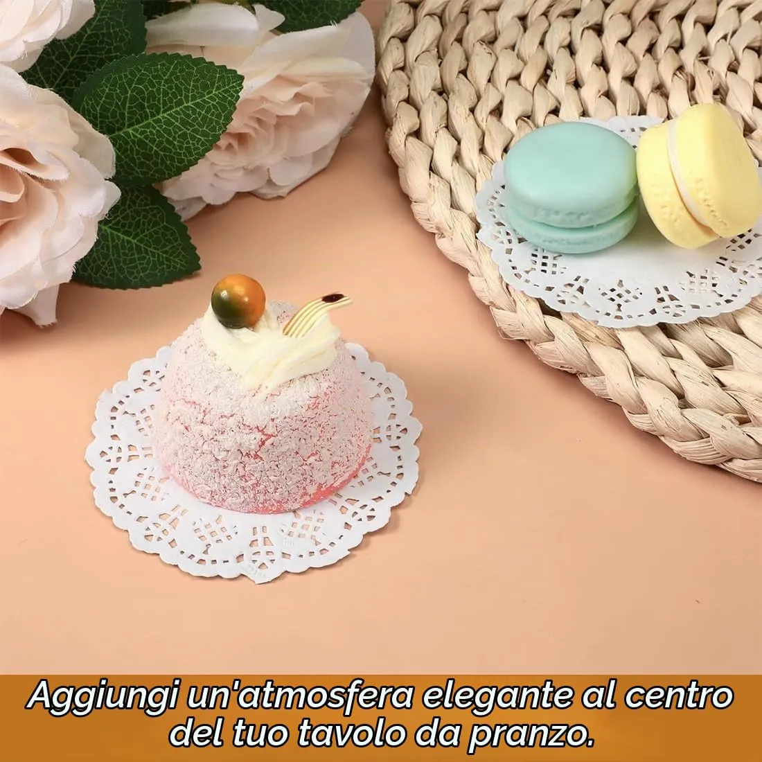 GNALIA Centrini in Pizzo Bianco, Rotondi 9cm, 150 Pezzi - immagine 4