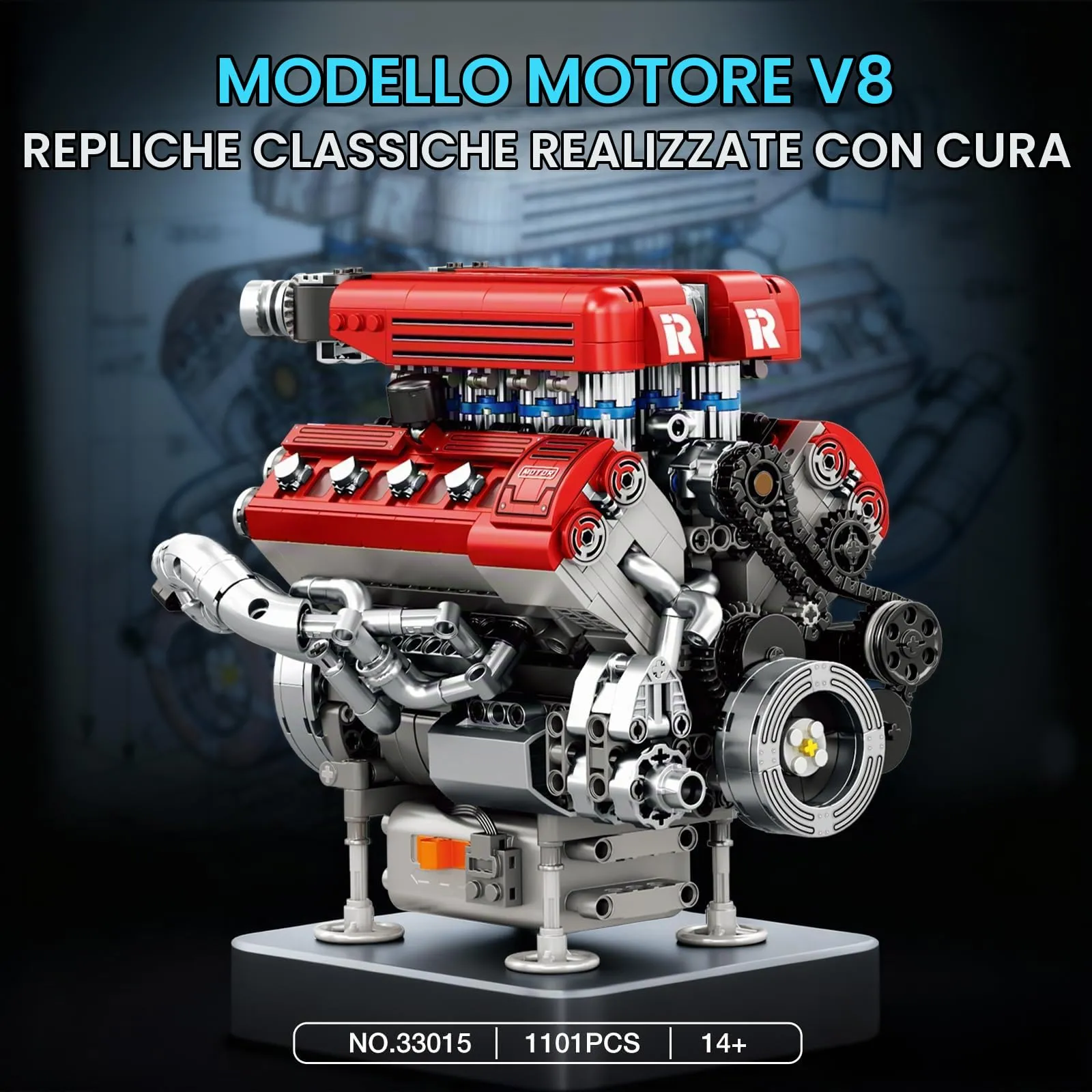 Reobrix Kit di Modellismo Motore V8 33015 per Adulti - immagine 2