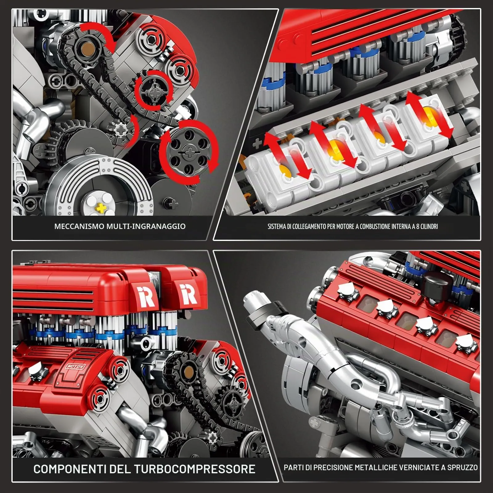 Reobrix Kit di Modellismo Motore V8 33015 per Adulti - immagine 3