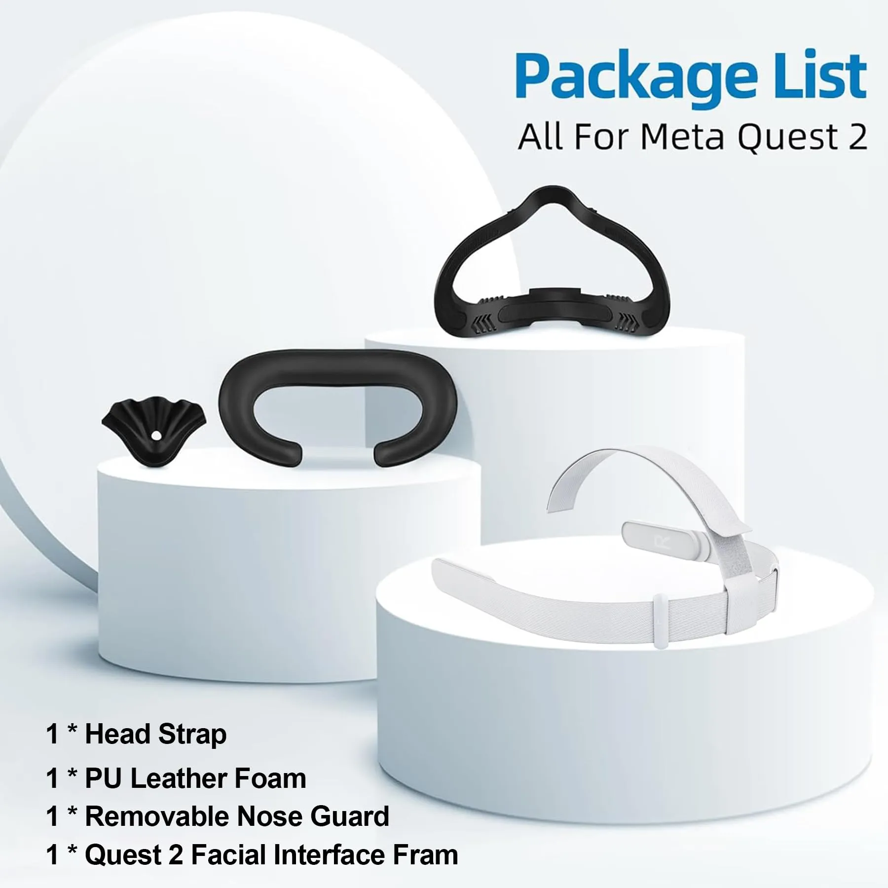 inRobert Cinghia per la Testa e Copertura per il Viso per Meta Quest 2, Kit di Accessori VR Grigio e nero - immagine 3