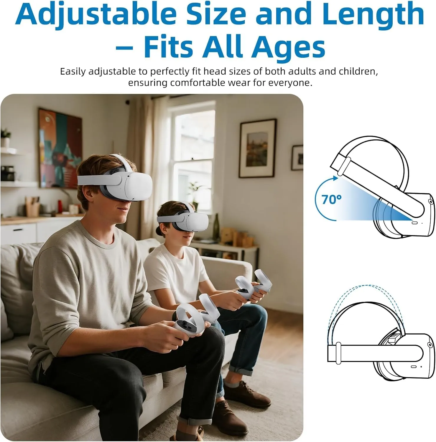 inRobert Cinghia per la Testa e Copertura per il Viso per Meta Quest 2, Kit di Accessori VR Grigio e nero - immagine 8