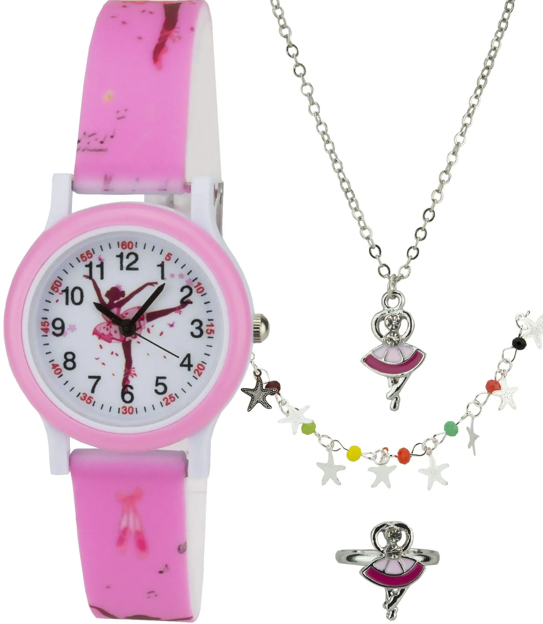 BELLOS Cofanetto Orologio Ragazza Rosa con Parure di Gioielli, Collana e Anello - immagine 2
