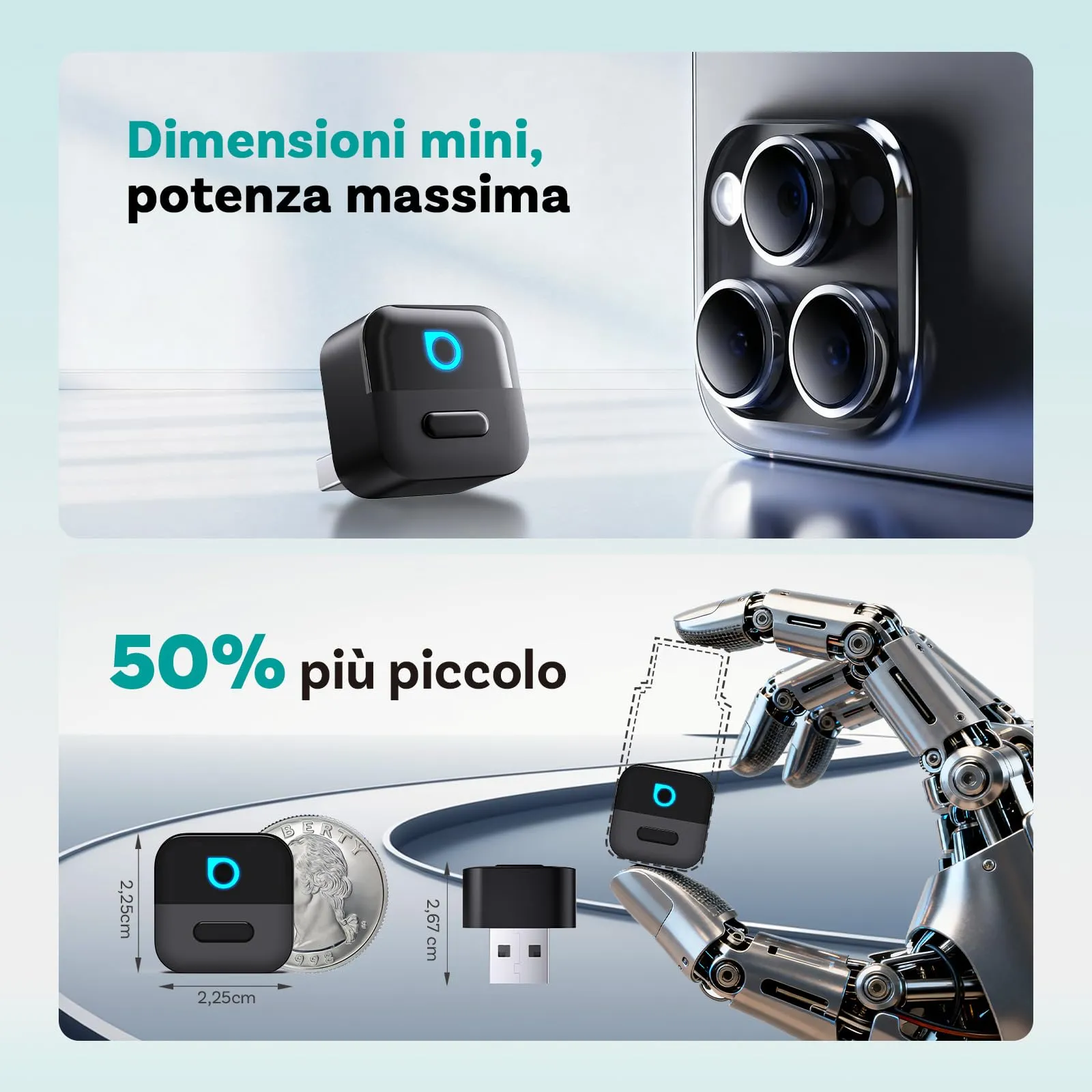 OTTOCAST Mini Pico 2 in 1 Wireless Adattatore CarPlay e Android Auto, WiFi 6, Bluetooth 5.4, Nero - immagine 6