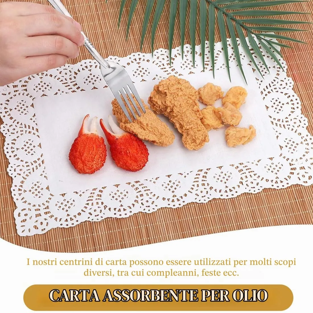 OIXEYA Tovagliette in carta pizzo per torte e fritti, 19x30 cm, Bianco, 50 Pezzi - immagine 4