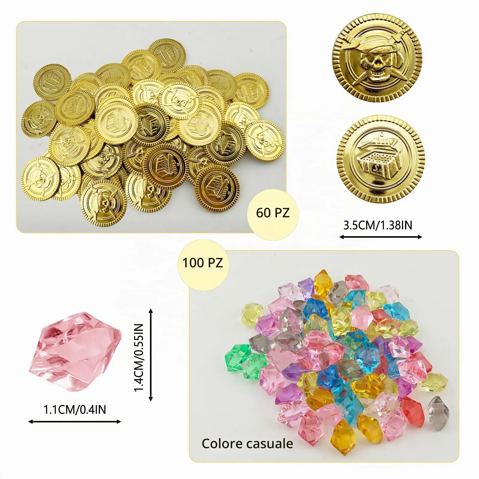 wutdgeg Set 160 pezzi Monete dei Pirati e Gemme per Bambini - immagine 2