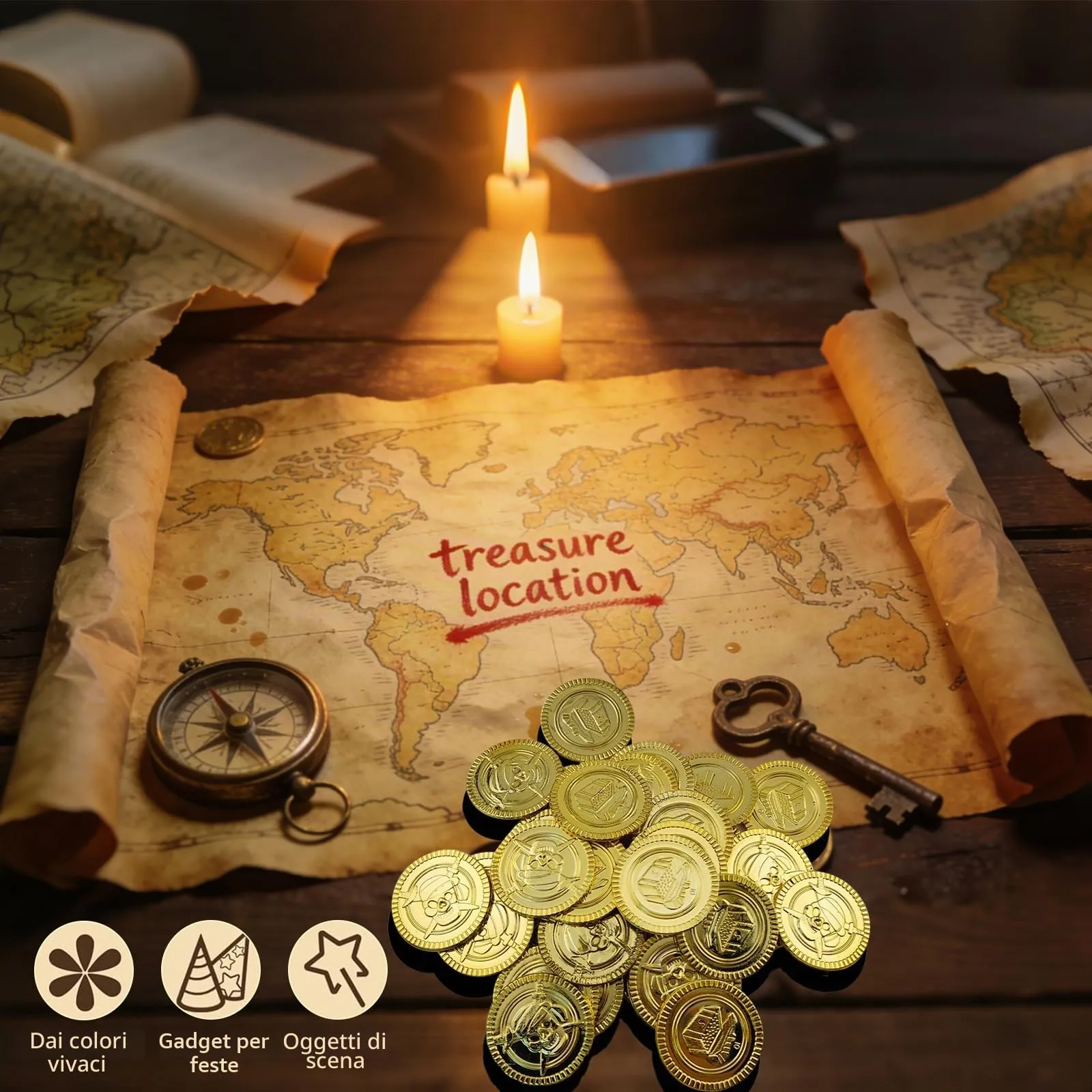 wutdgeg Set 160 pezzi Monete dei Pirati e Gemme per Bambini - immagine 4