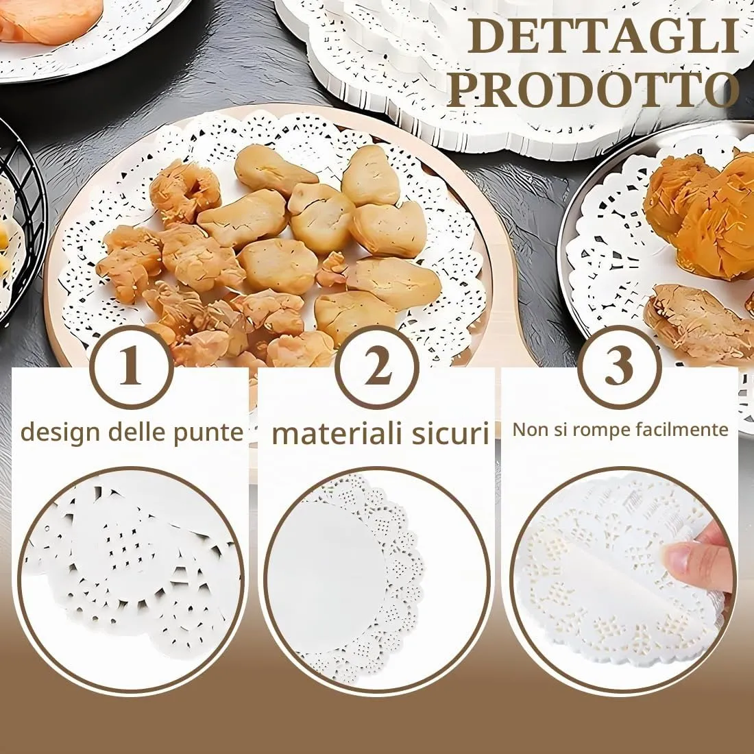 MUNZE Centrino in Pizzo Rotondo 9cm, 150 Pezzi, Bianco - immagine 3