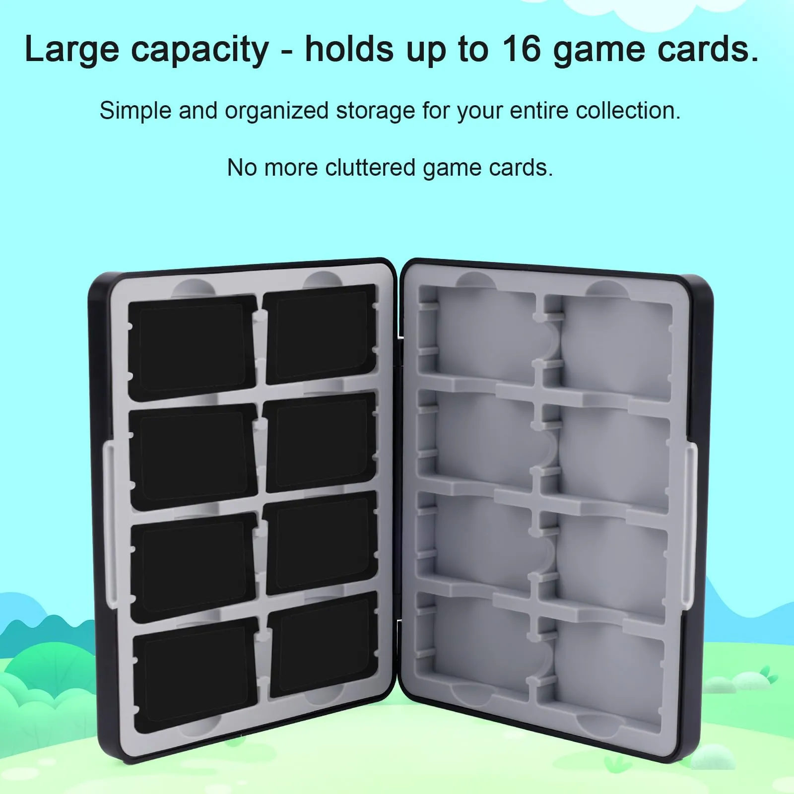 Penitue Custodia per Cartucce Gameboy Advance, Contenitore Portatile da Viaggio per 16 Giochi, Nero - immagine 3