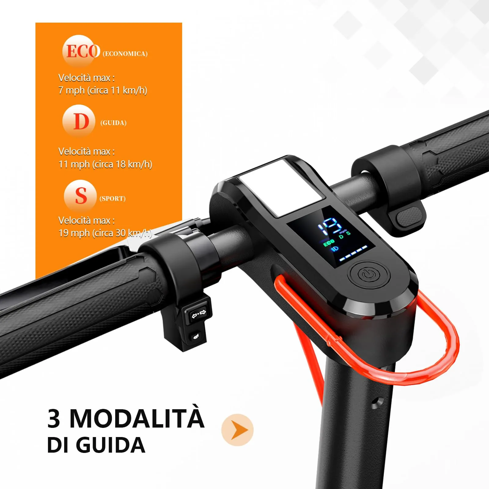 UrbanFish Monopattino Elettrico Adulto 500W, 36V 7.8Ah, 25 km/h, Autonomia 35km, Pneumatici 8.5", Nero - immagine 8