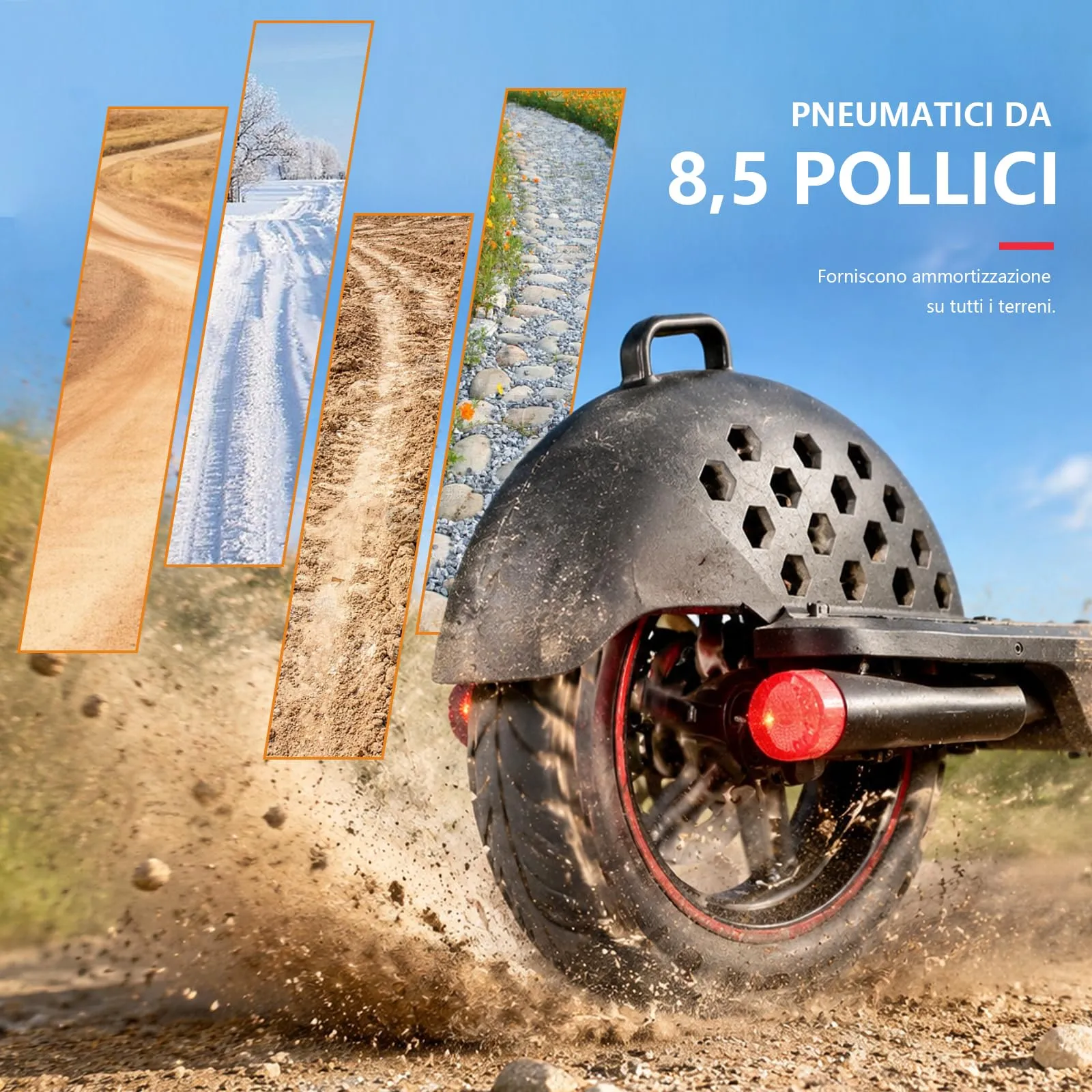 UrbanFish Monopattino Elettrico Adulto 500W, 36V 7.8Ah, 25 km/h, Autonomia 35km, Pneumatici 8.5", Nero - immagine 9