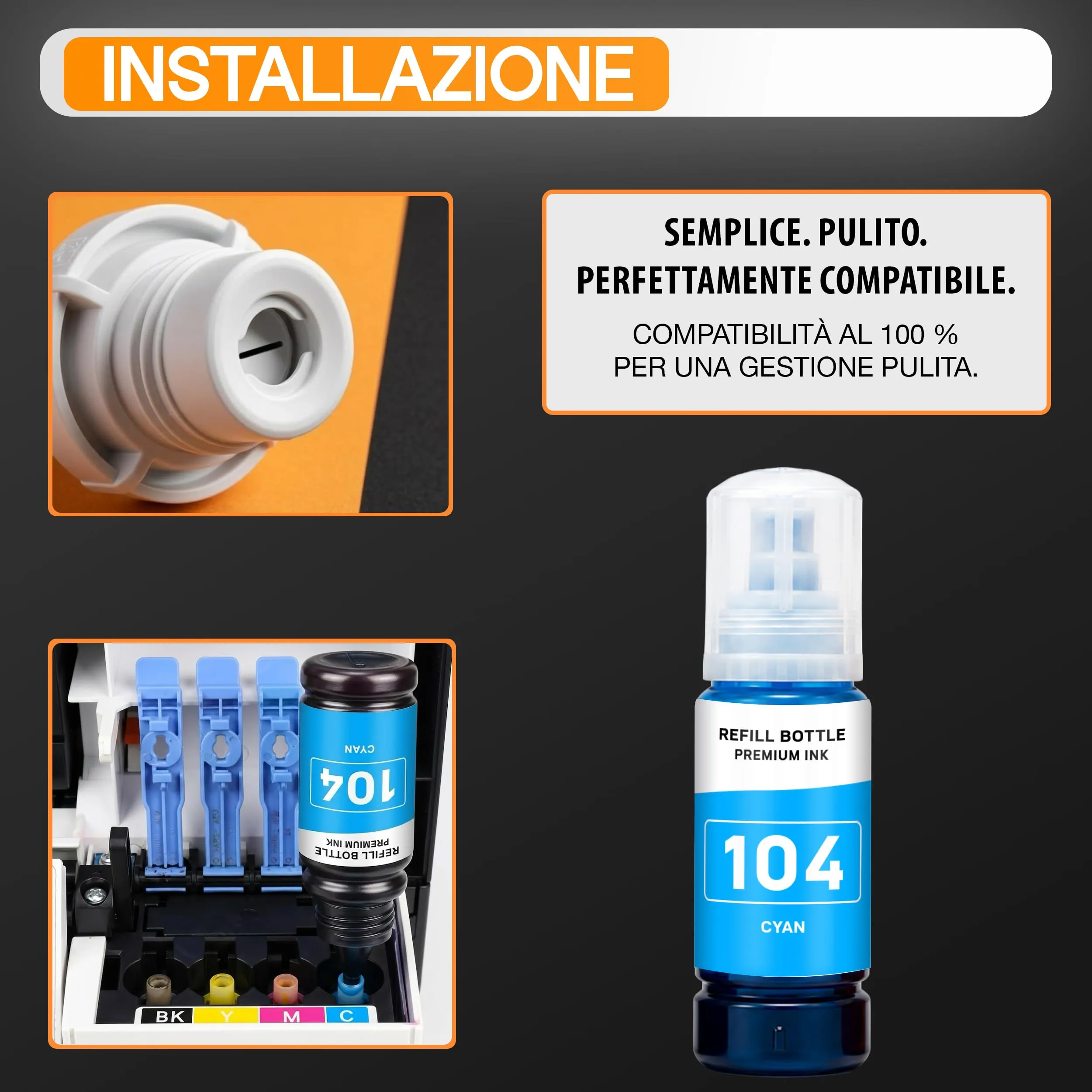 Supply Guy Inchiostro 104 compatibile con Epson EcoTank ET-4800 ET-2812 ET-2871 ET-2870 ET-2810 ET-2811 ET-2815 ET-2821 ET-2710 ET-2711 (Multipack 5) - immagine 4