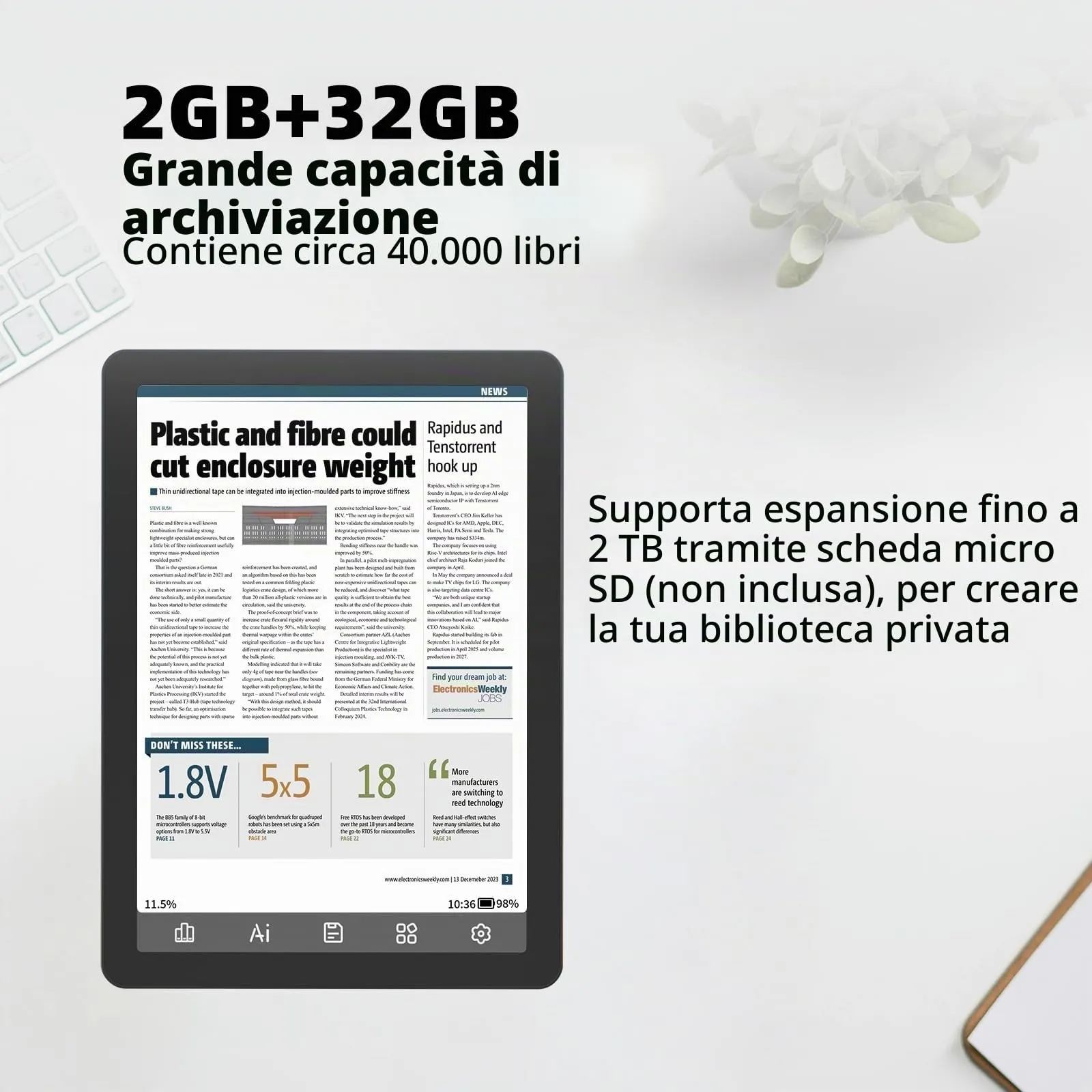 Bigme B6 E-Reader a colori, 6 pollici, Android 14, 2GB RAM, 32GB, Nero - immagine 4