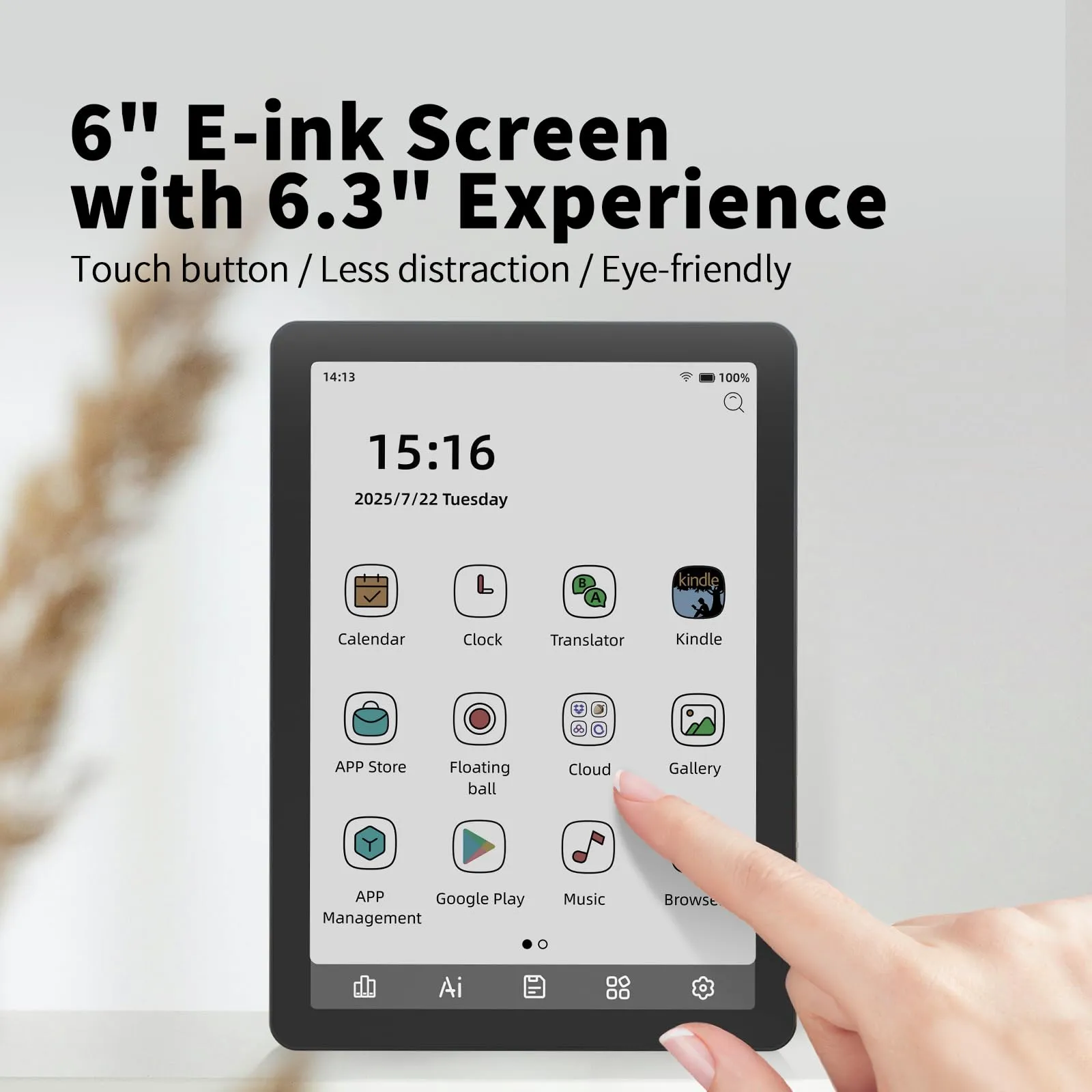 Bigme B6 E-Reader a colori, 6 pollici, Android 14, 2GB RAM, 32GB, Nero - immagine 6