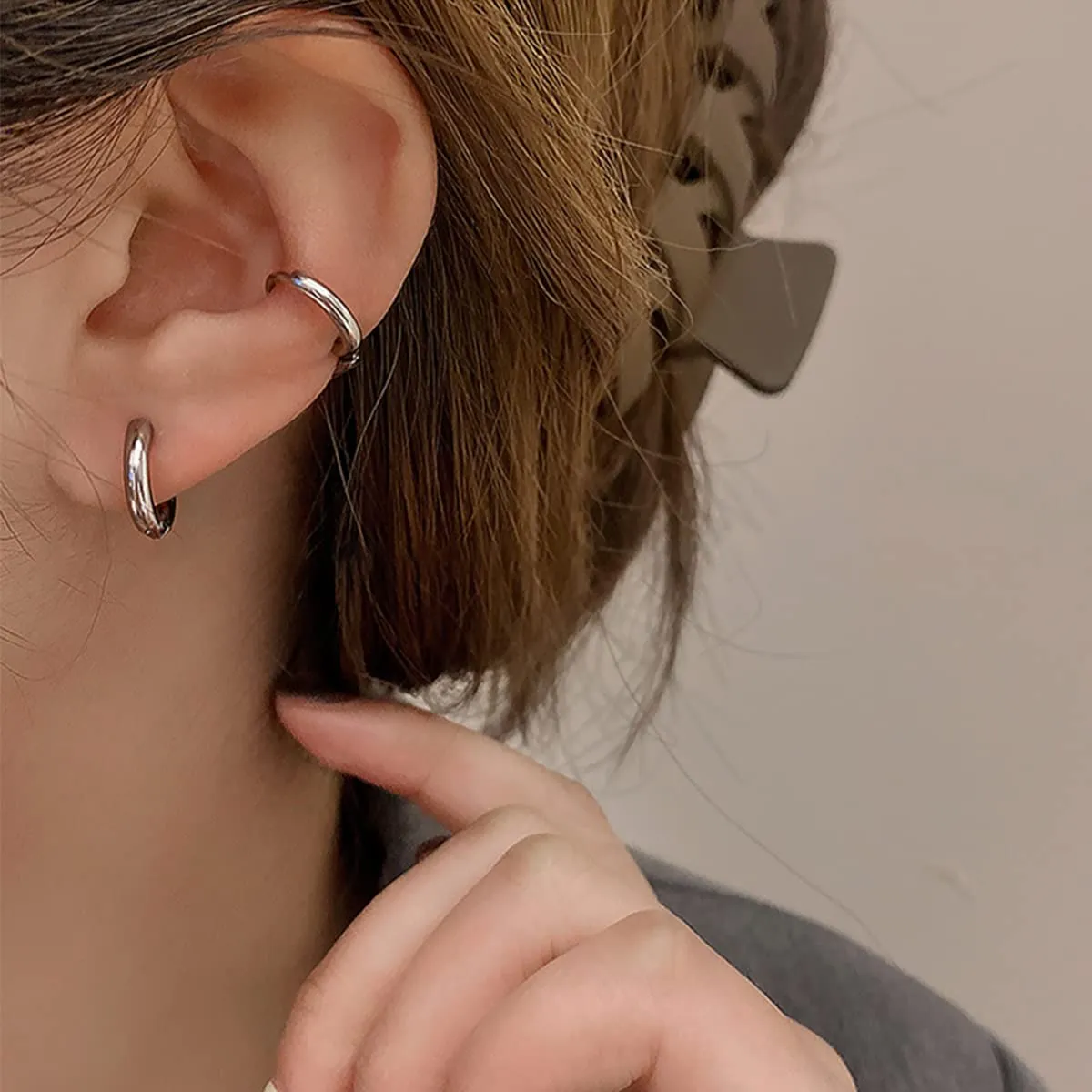 Leikedun 5 Paia di Orecchini a Cerchio in Acciaio Inossidabile, Argento, 8mm 10mm 12mm 14mm 16mm - immagine 6