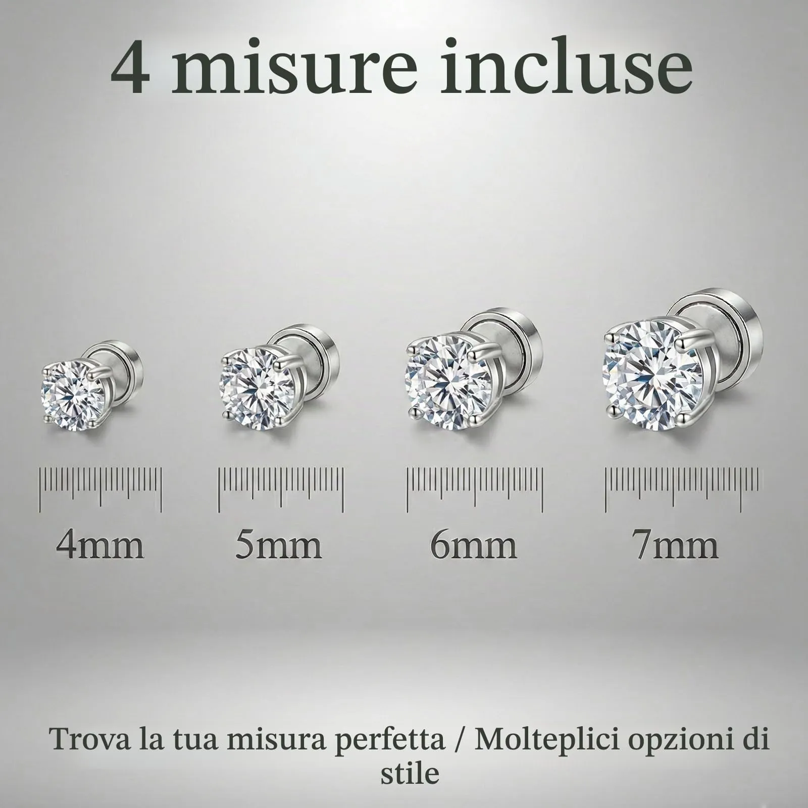 GWEOR Set di 4 Orecchini Magnetici a Clip, 4-7mm - immagine 3