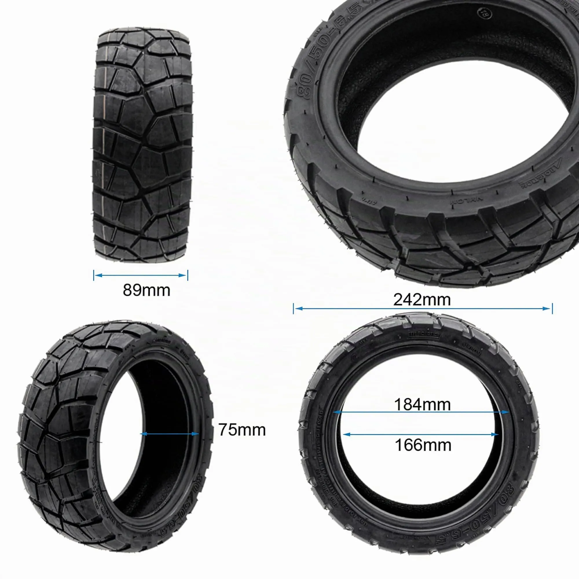 E-W Ewheel Rhinotrack Runflat Tubeless Tire 80/50-6.5 - immagine 2