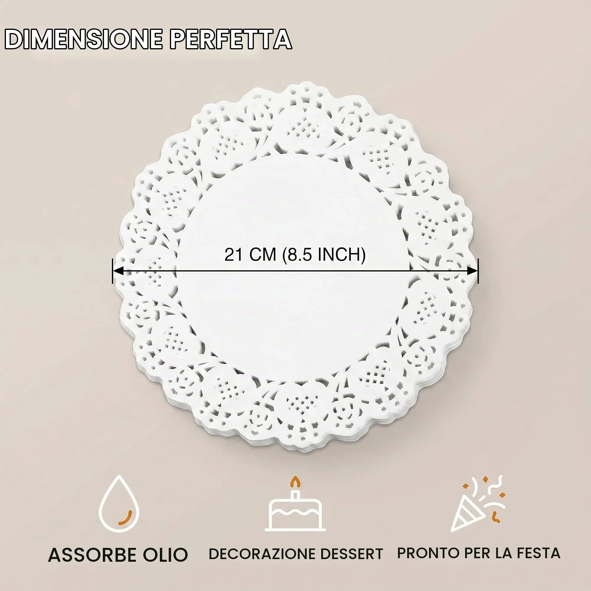 RUKAN Centrini di Carta Pizzo Rotondi 21cm, 150 Pezzi - immagine 7