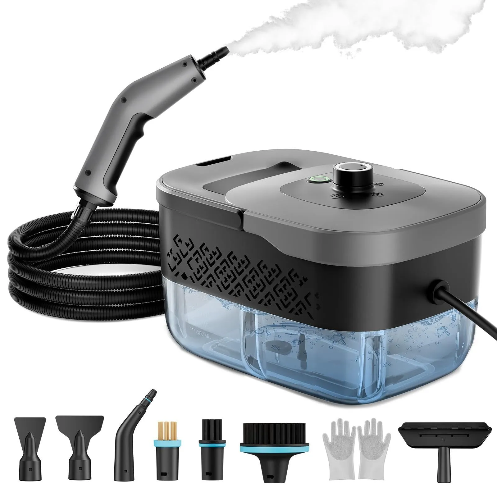 Dzaki Pulitore a Vapore Portatile LEST-C1-Z4, 1600ml, 4 Bar, Carbone - immagine 1