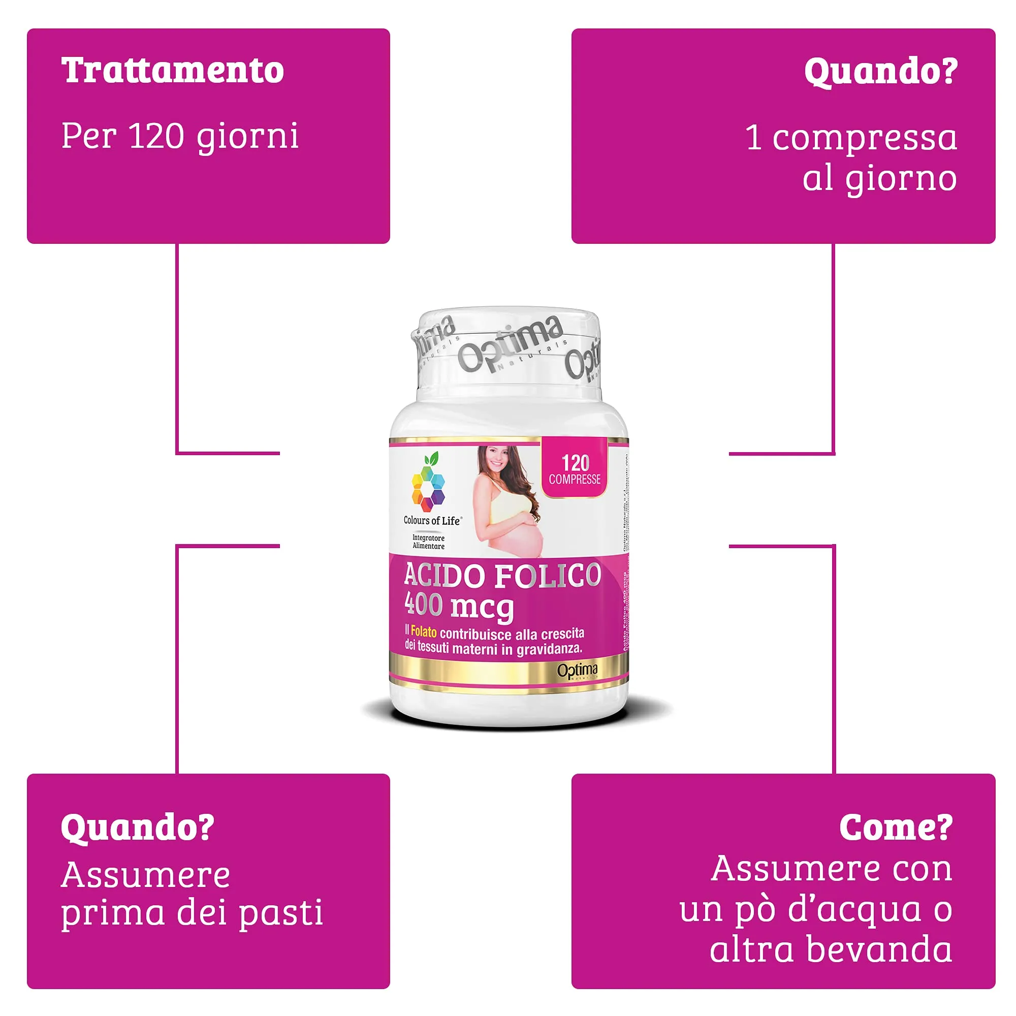Colours of Life Acido Folico 400 mcg, 120 Compresse - immagine 5