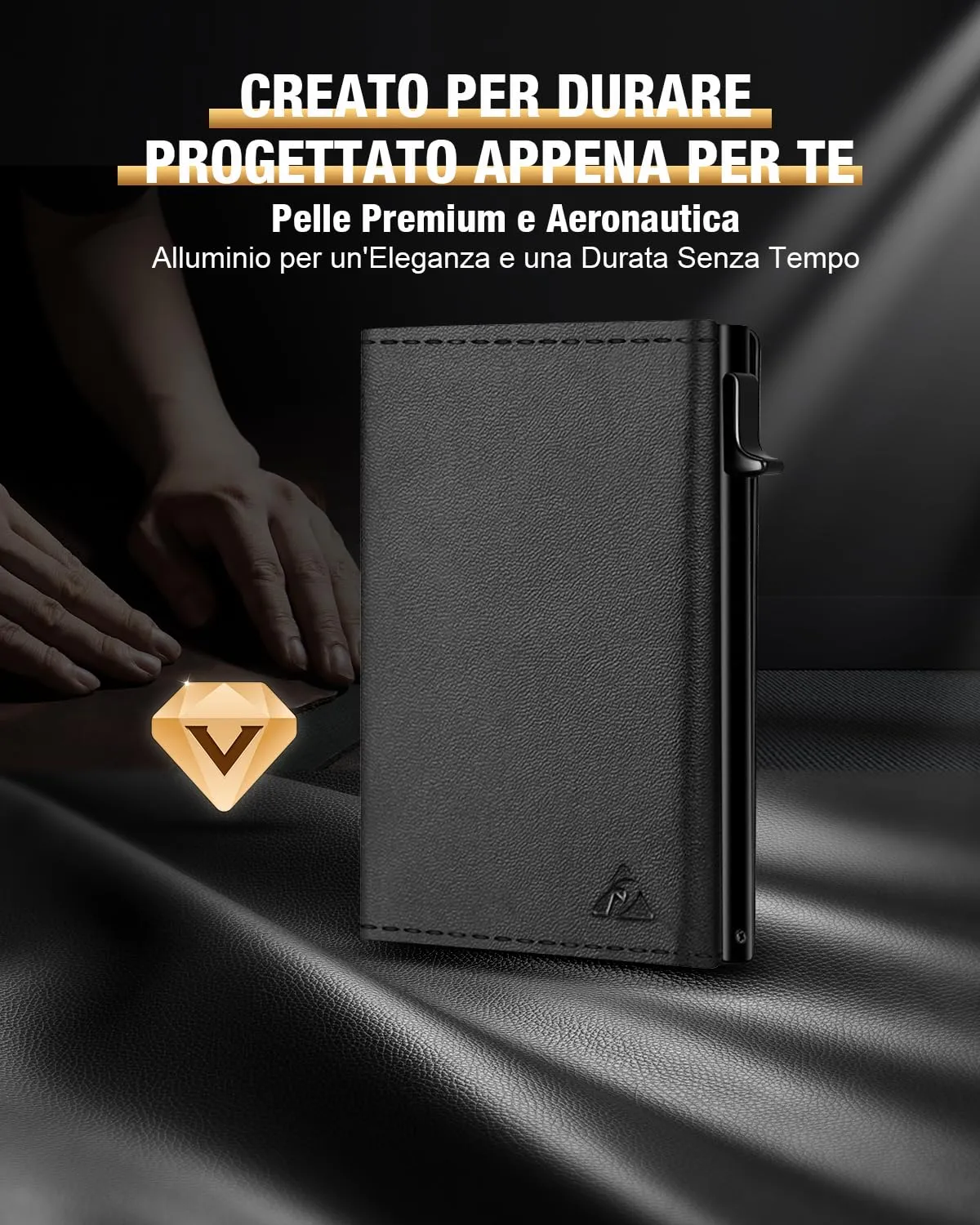 dwnkove Portafoglio Uomo Slim in Pelle con Blocco RFID, Chiusura Magnetica e Custodia Carte Pop-up, Nero - immagine 8