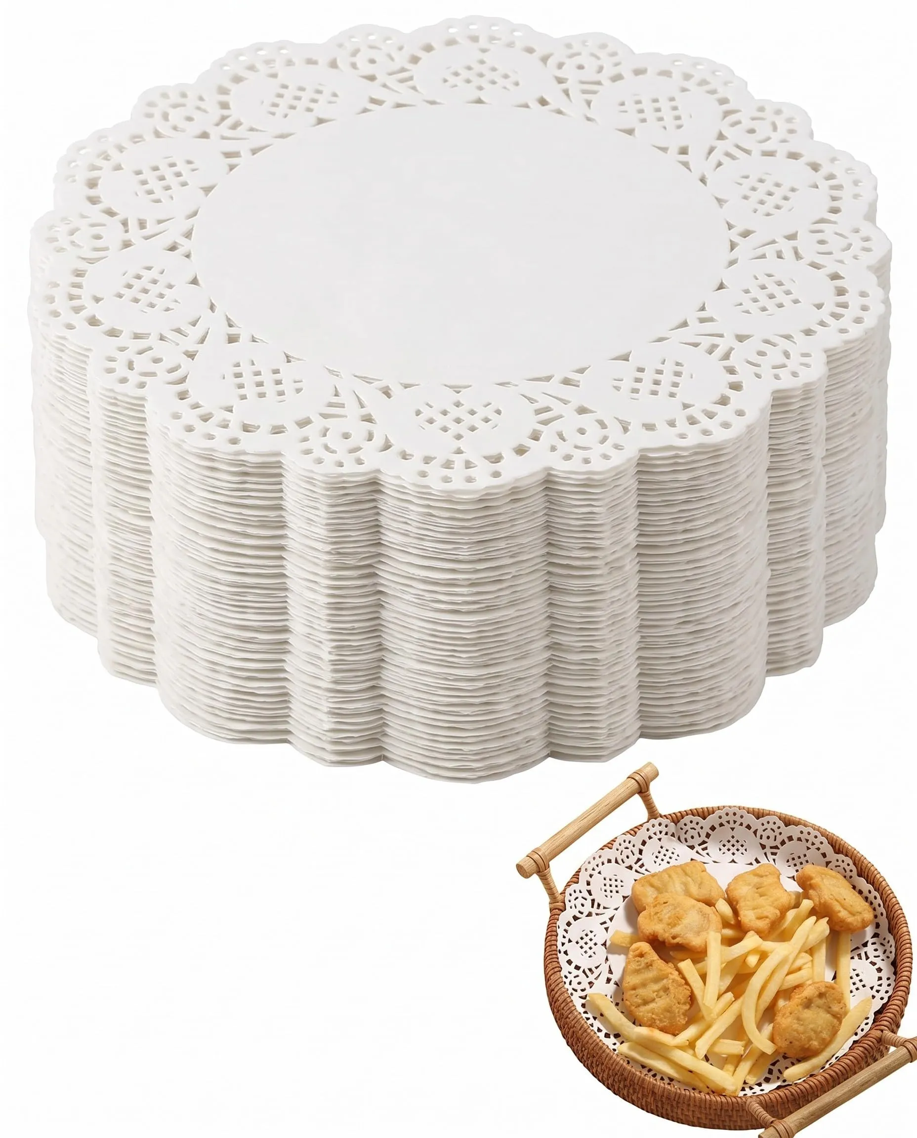 BTACGWP Centrini di Carta Rotondi Sottotorta 30 cm, 50 Pezzi, Bianco - immagine 1