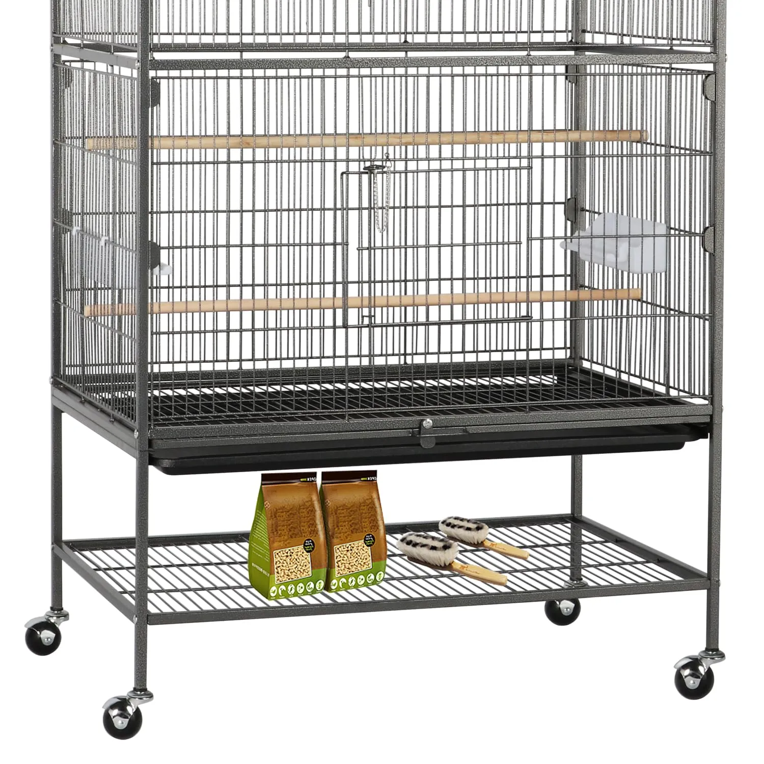 Yaheetech Gabbia Voliera per Uccelli con Ruote, 79 x 51,8 x 132 cm, Nero - immagine 7