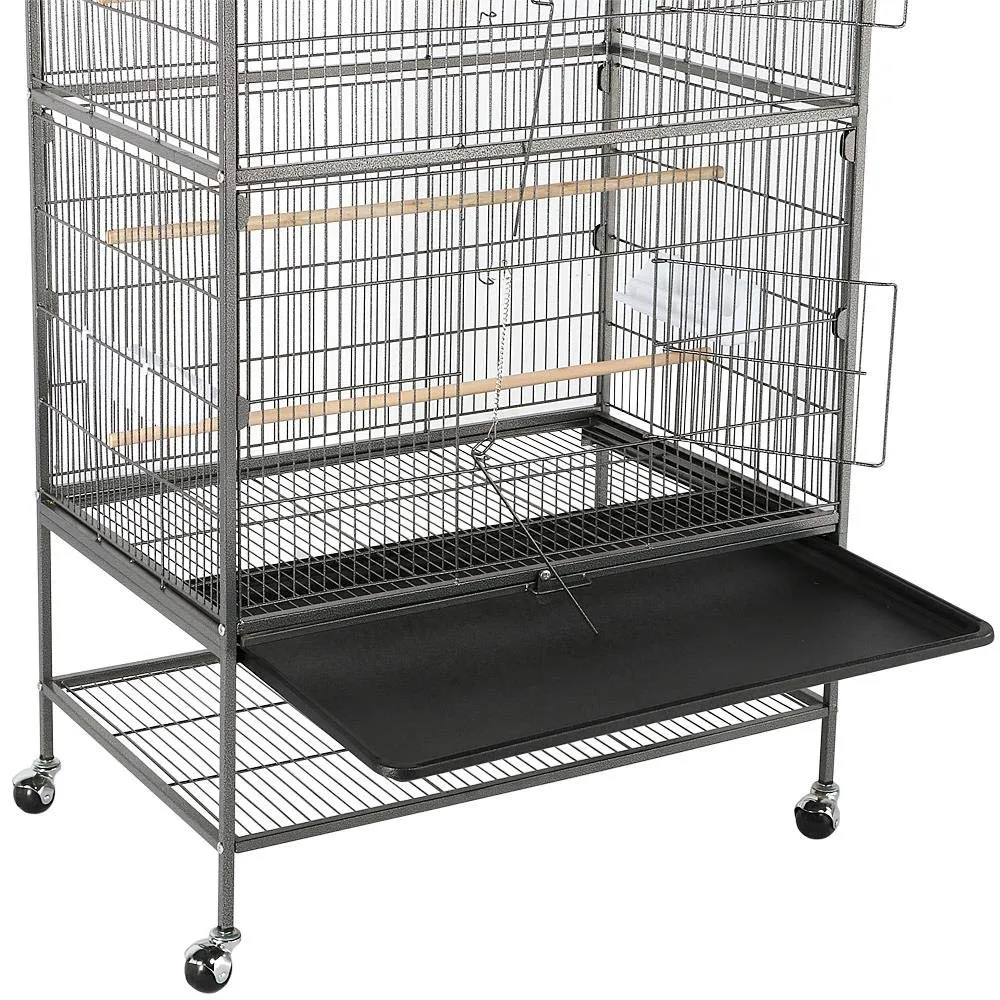 Yaheetech Gabbia Voliera per Uccelli con Ruote, 79 x 51,8 x 132 cm, Nero - immagine 9