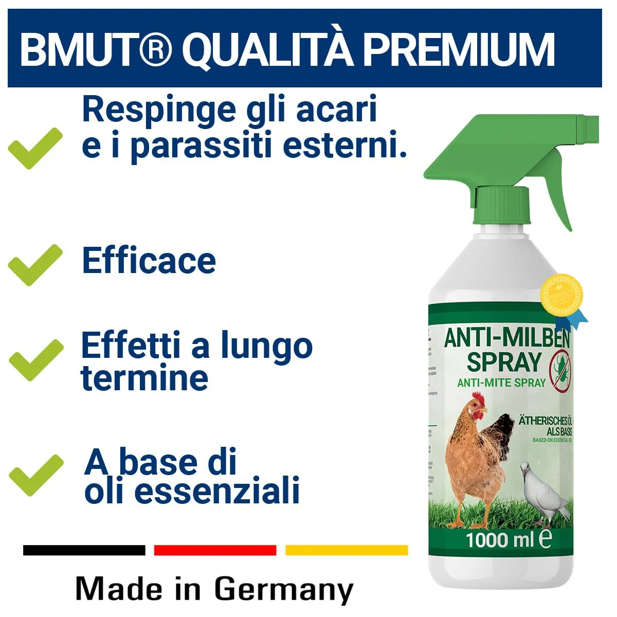 BMUT Spray Antiacaro per Pollame e Uccelli, 1000 ml - immagine 2
