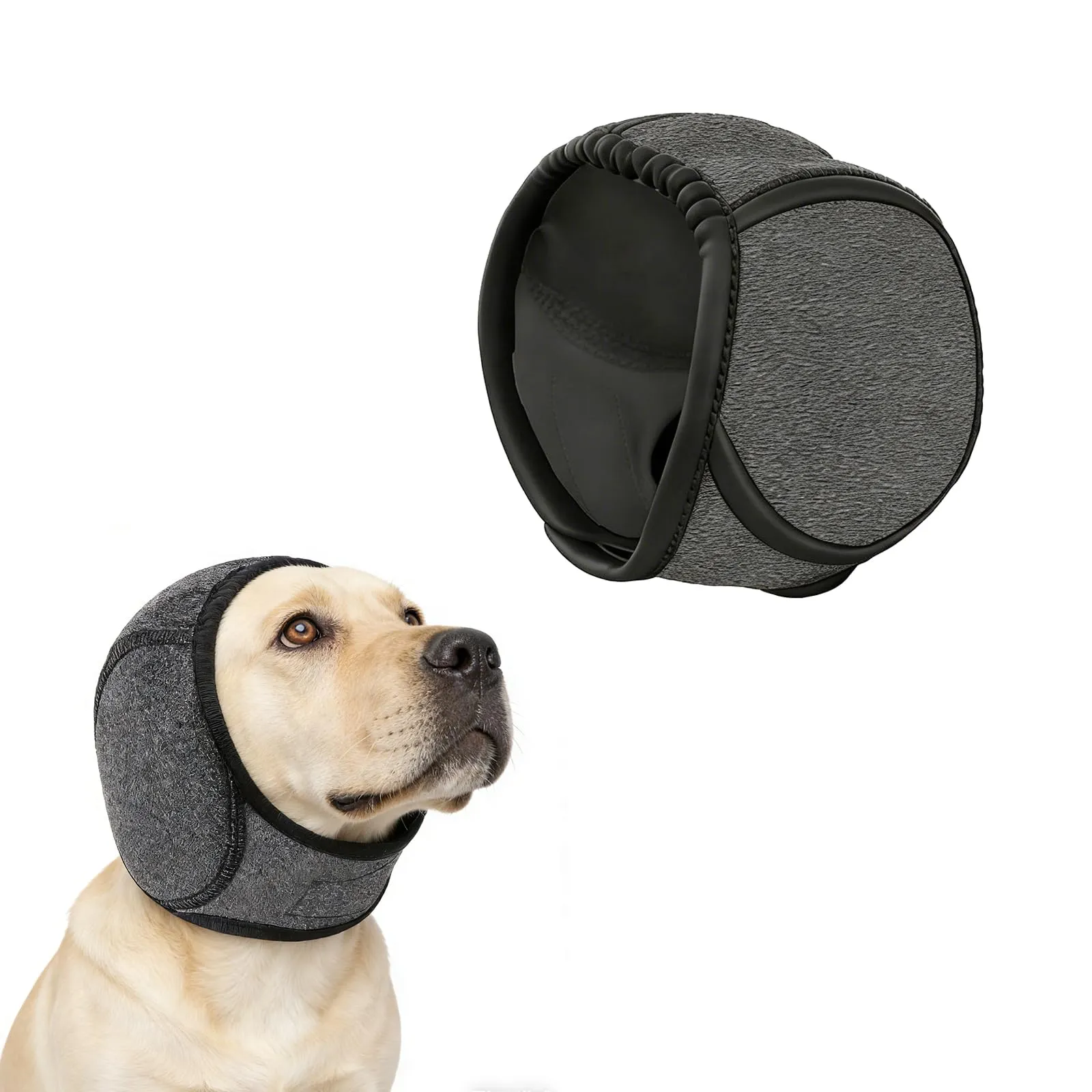 YEDOUALE Paraorecchie Antirumore per Cani, Fascia Impermeabile e Traspirante, Nero, 10 centimetri - immagine 1