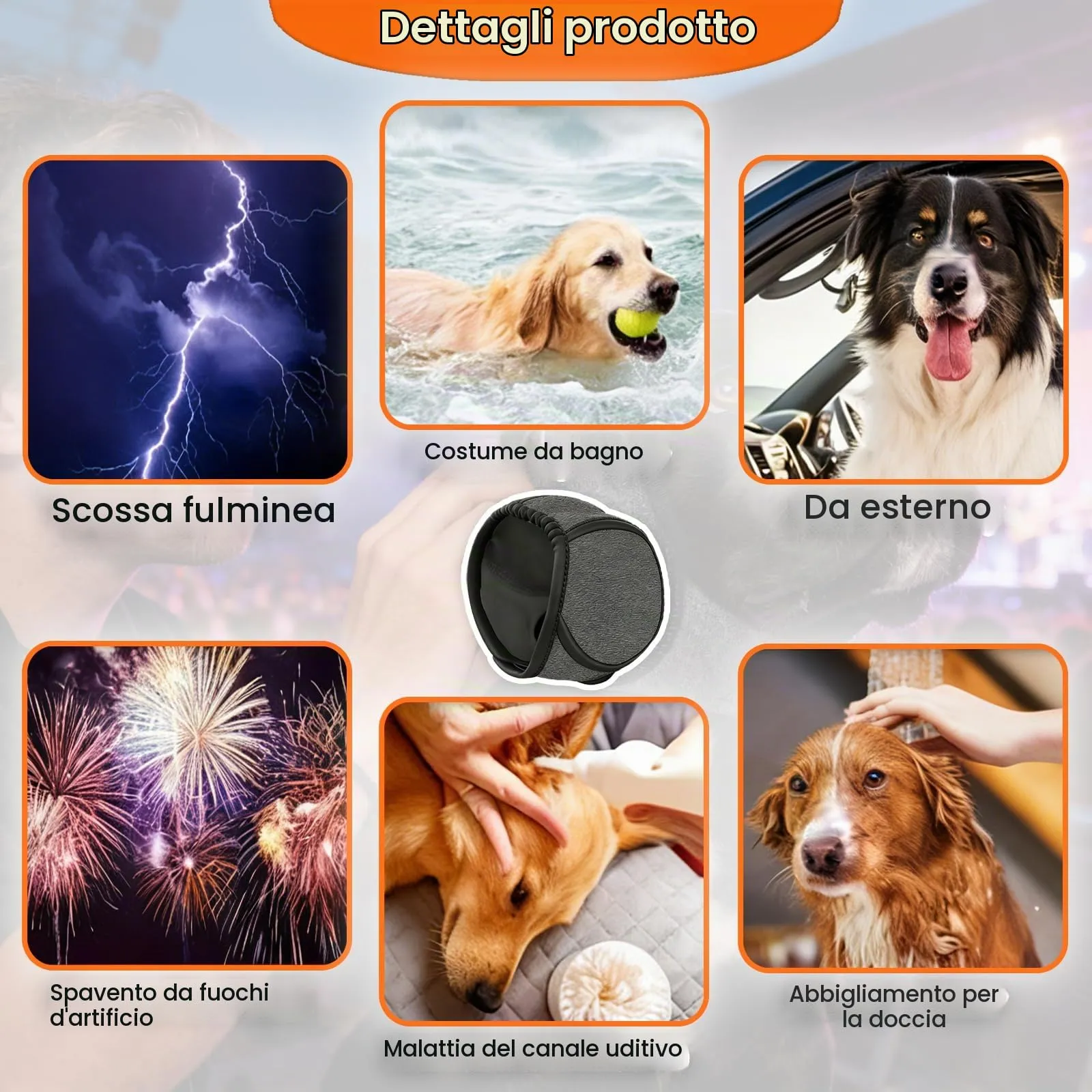 YEDOUALE Paraorecchie Antirumore per Cani, Fascia Impermeabile e Traspirante, Nero, 10 centimetri - immagine 3