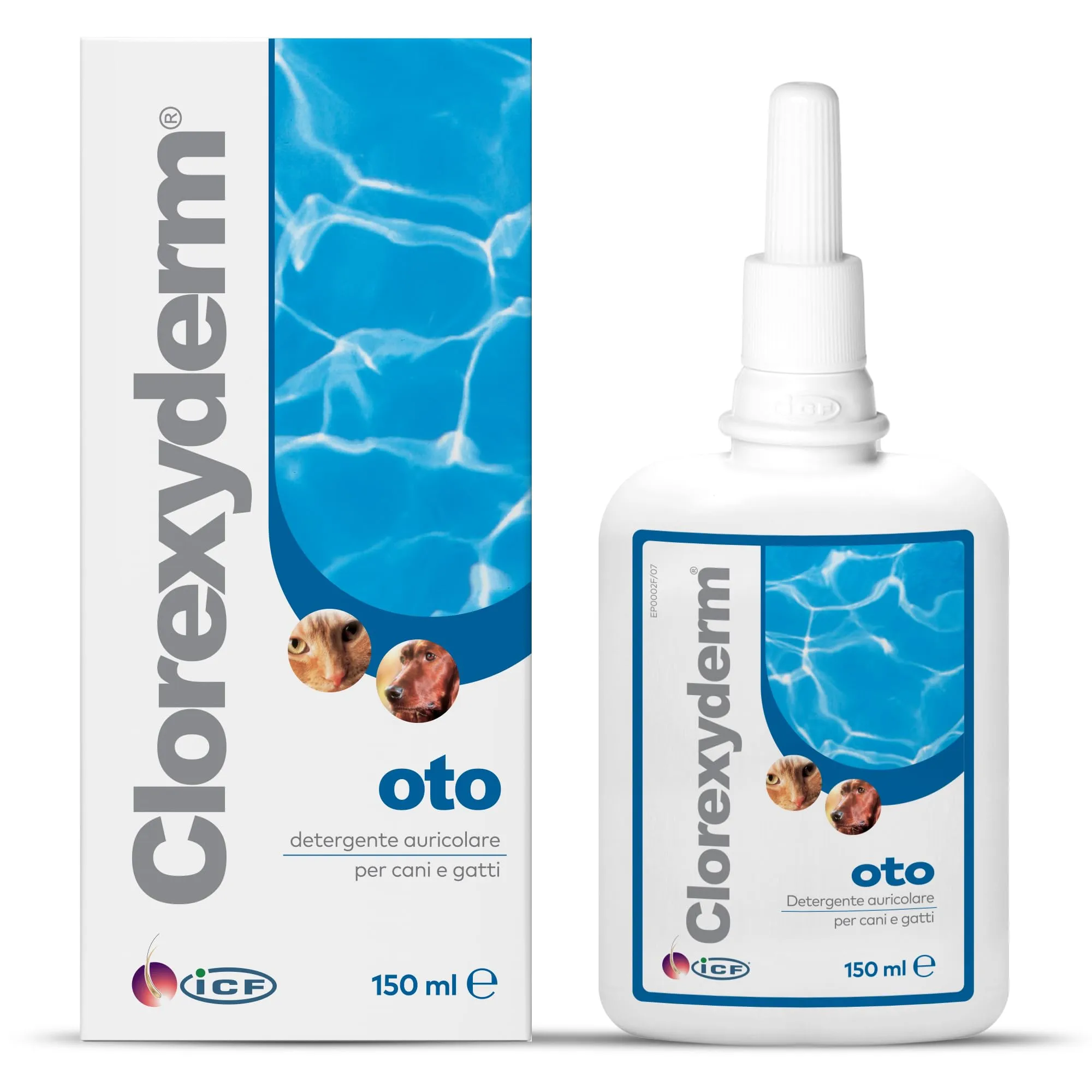 ICF Clorexyderm OTO, Soluzione per la Pulizia delle Orecchie di Cani e Gatti, 150 ml - immagine 1