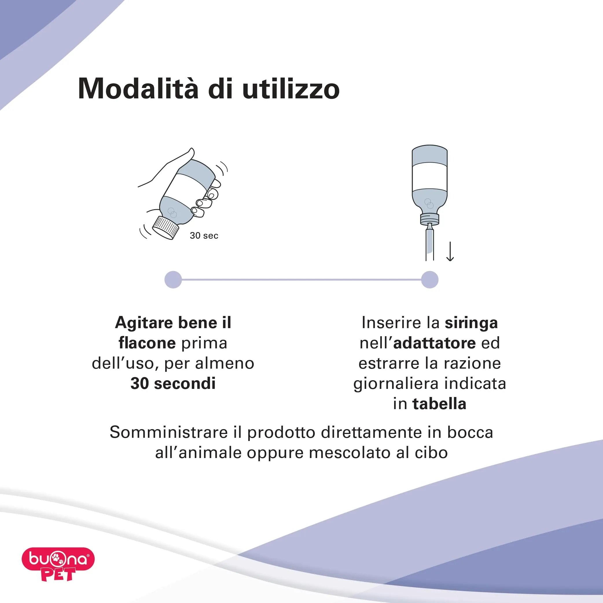 Buona Pet Calmina Mangime Complementare per Cani e Gatti con Peptidyss, Zinco, Vitamina B6, Tè Verde e Griffonia, 60g con Siringa - immagine 3