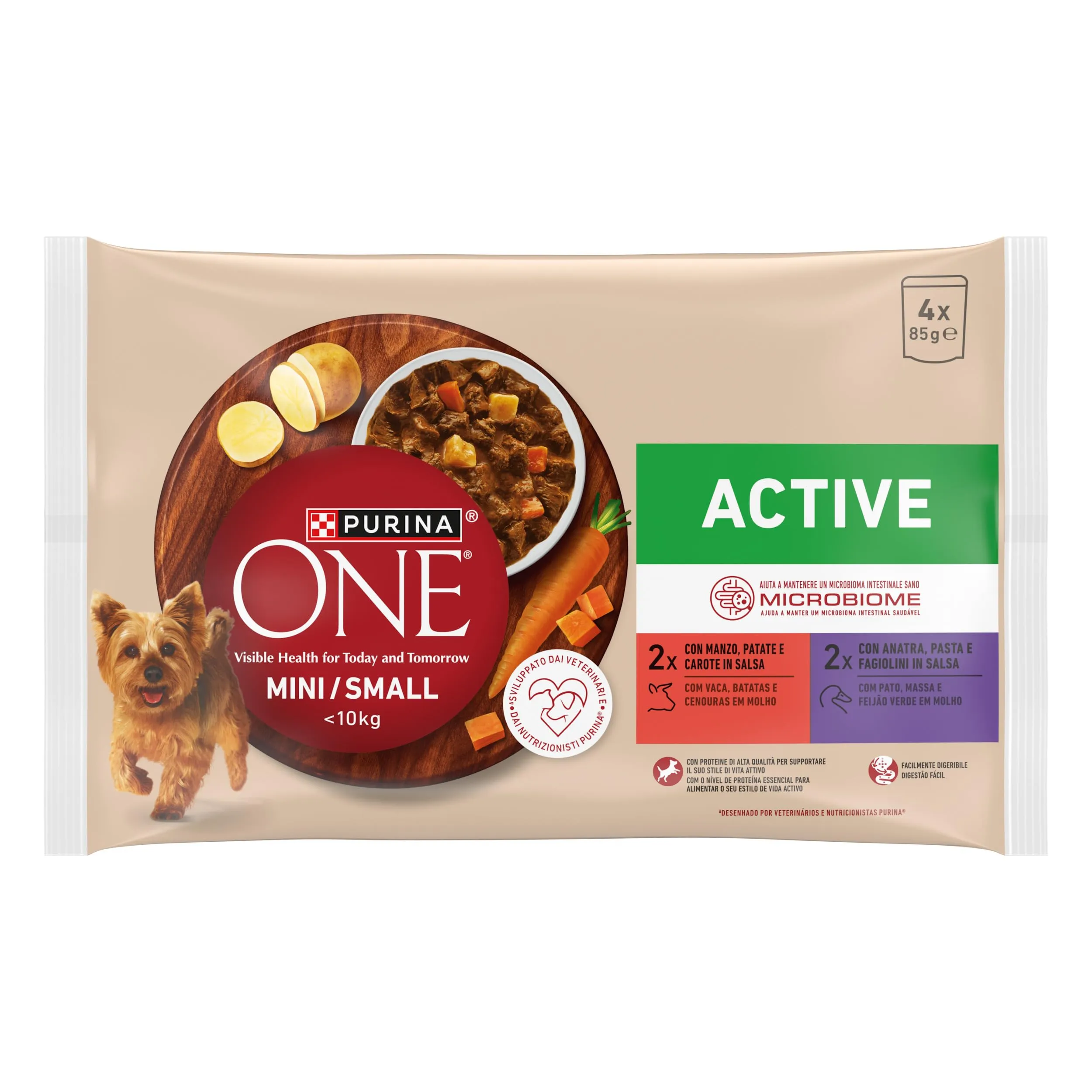 Purina ONE Active Small & Mini Cibo Umido per Cani Adulti, 48 bustine da 85g - immagine 1