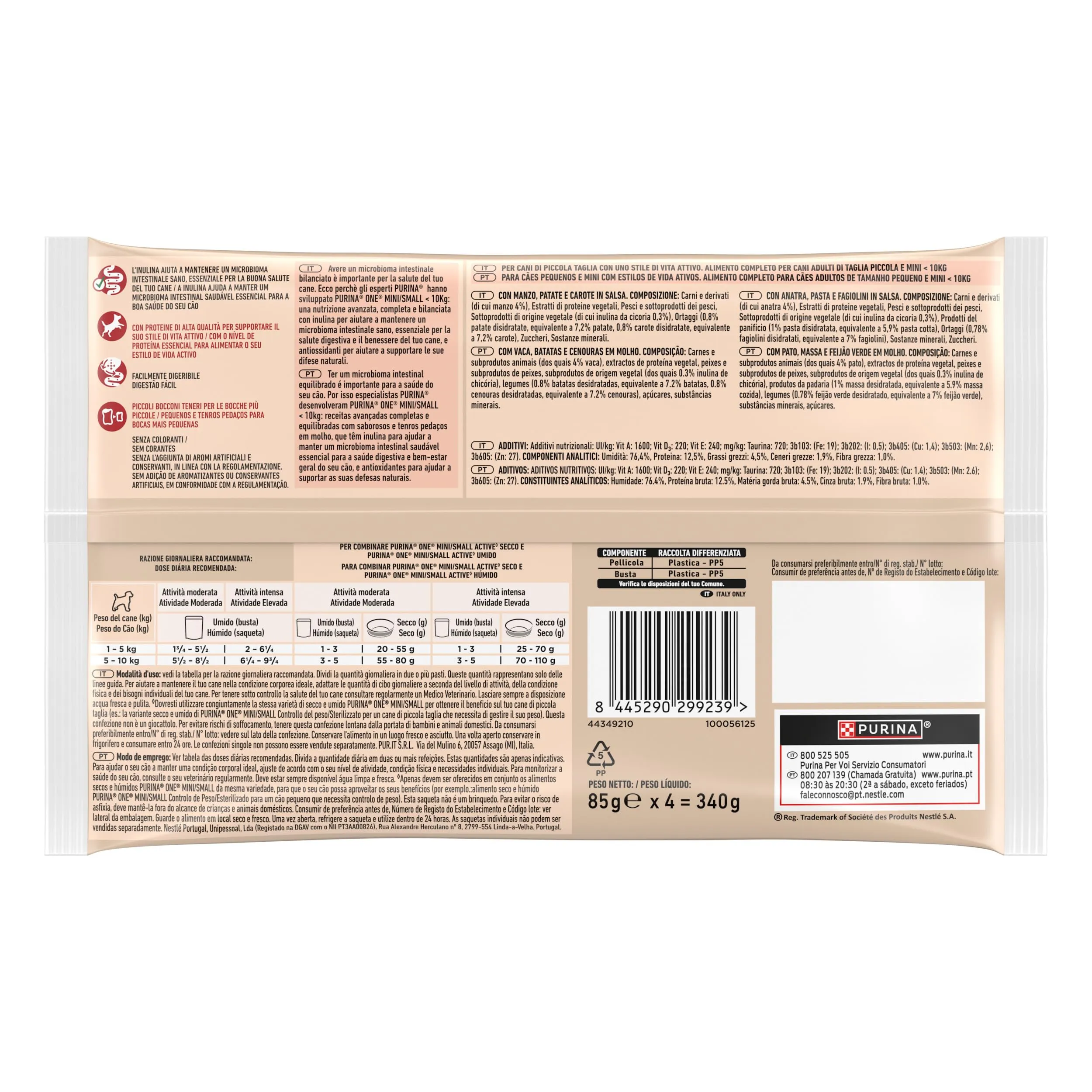 Purina ONE Active Small & Mini Cibo Umido per Cani Adulti, 48 bustine da 85g - immagine 6