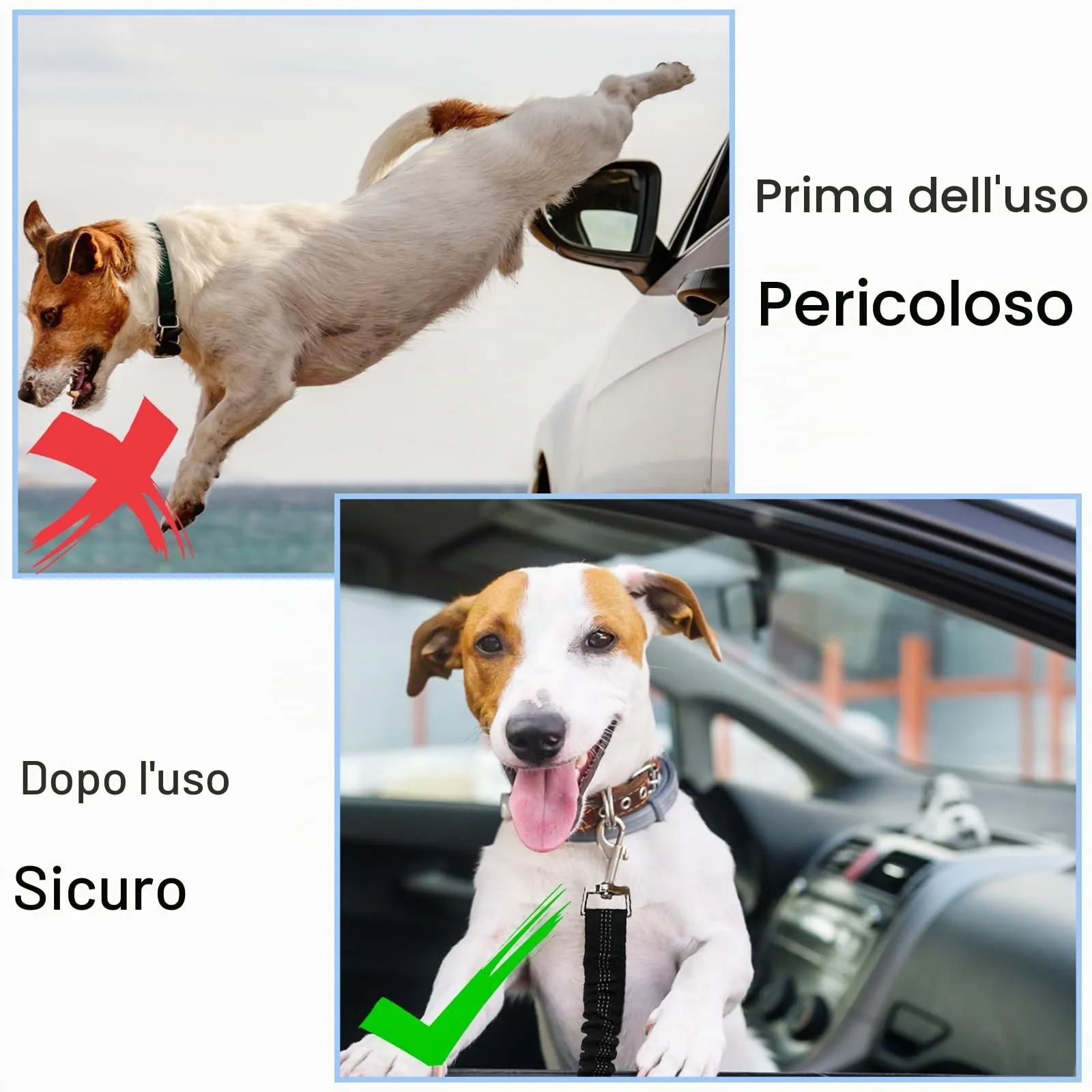 Nutabevr Cintura di Sicurezza Auto per Cani e Gatti, 2 Pezzi, Nylon, Lunghezza Regolabile, Nero - immagine 2
