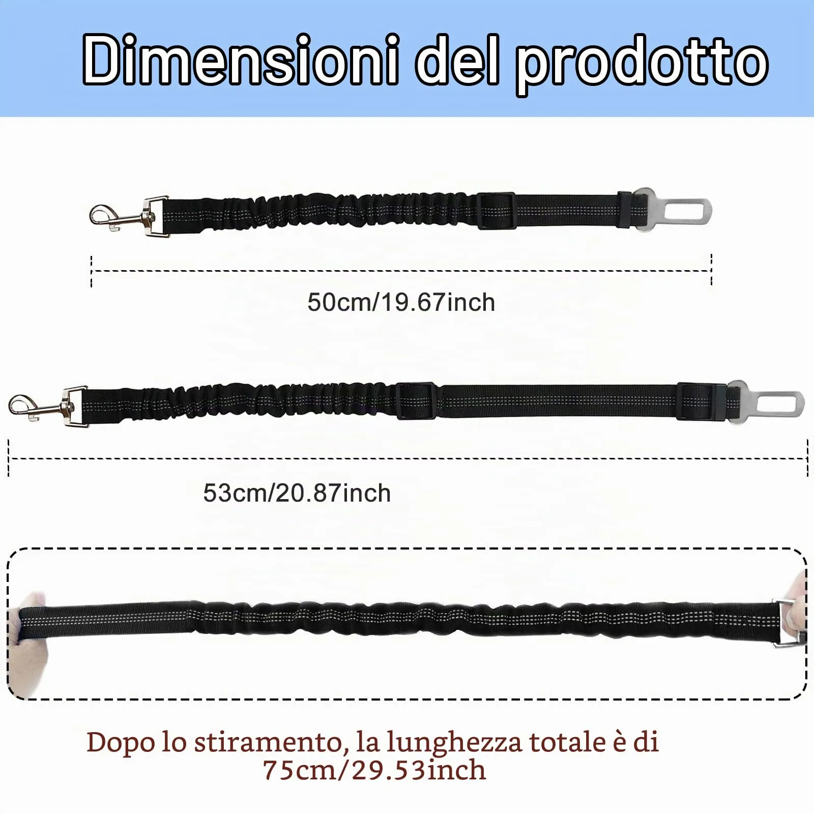 Nutabevr Cintura di Sicurezza Auto per Cani e Gatti, 2 Pezzi, Nylon, Lunghezza Regolabile, Nero - immagine 7