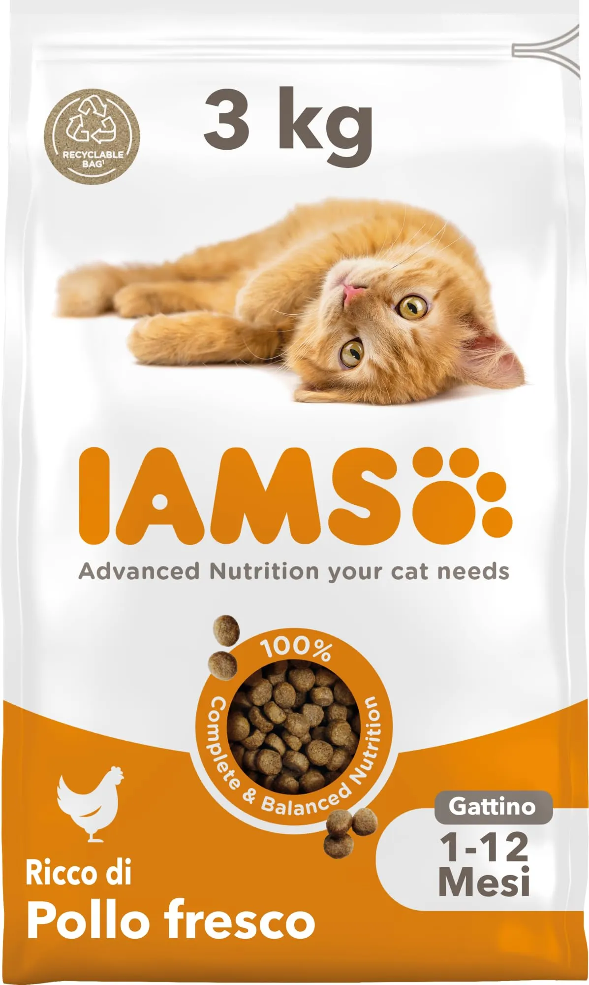IAMS Cibo secco per gattini 1-12 mesi al pollo, 3 kg - immagine 1