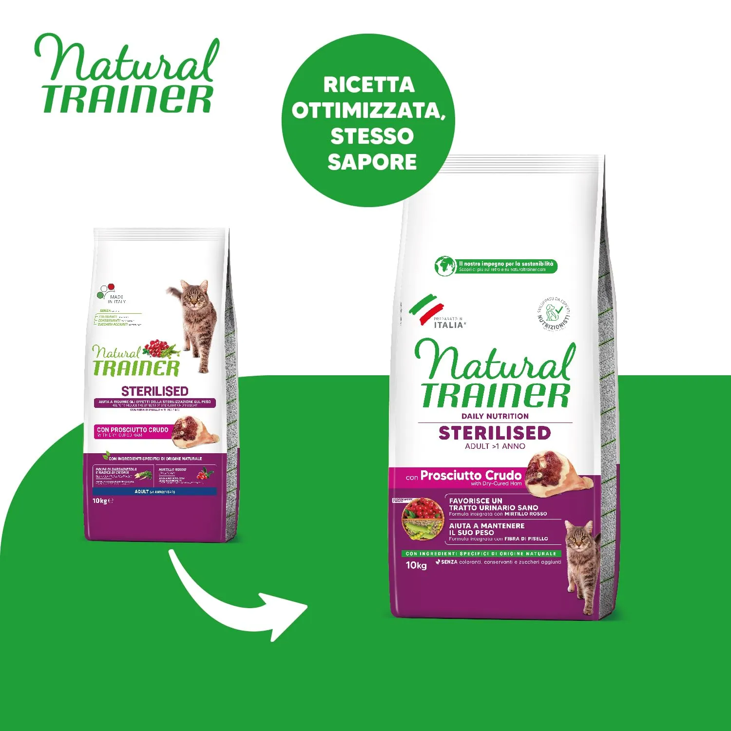 Trainer Natural Sterilised Adult con Prosciutto Crudo e Fibra di Pisello 10 kg - immagine 2