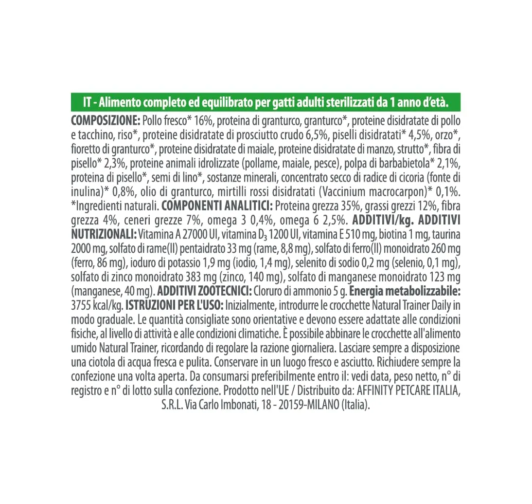 Trainer Natural Sterilised Adult con Prosciutto Crudo e Fibra di Pisello 10 kg - immagine 5
