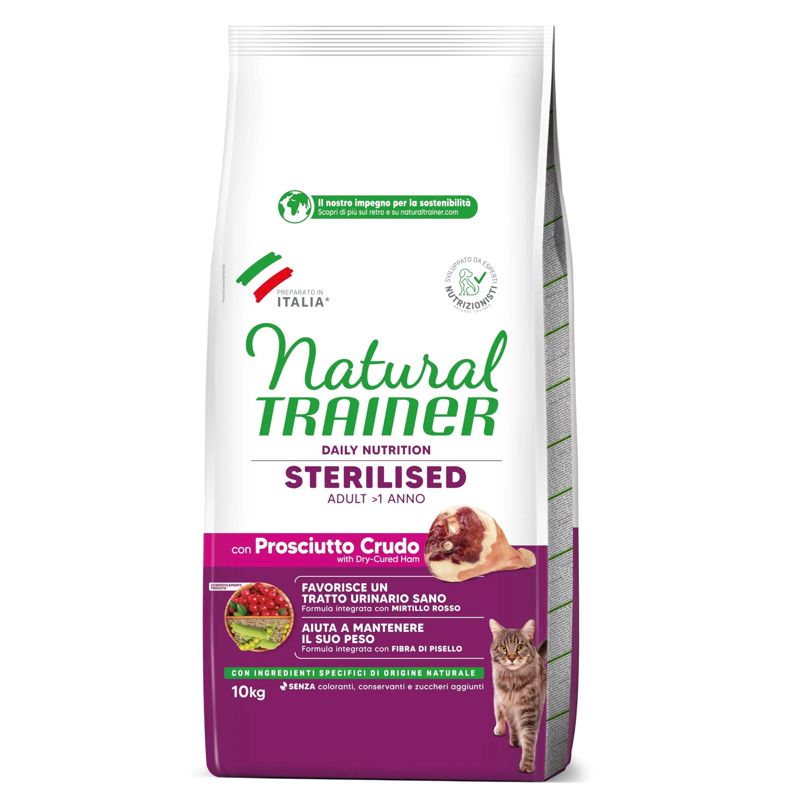 Trainer Natural Sterilised Adult con Prosciutto Crudo e Fibra di Pisello 10 kg - immagine 7